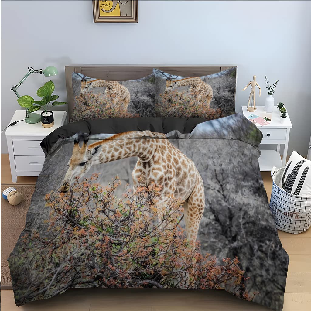 Housse de couette 220x240 girafe en microfibre 110g/m² pour des nuits douces