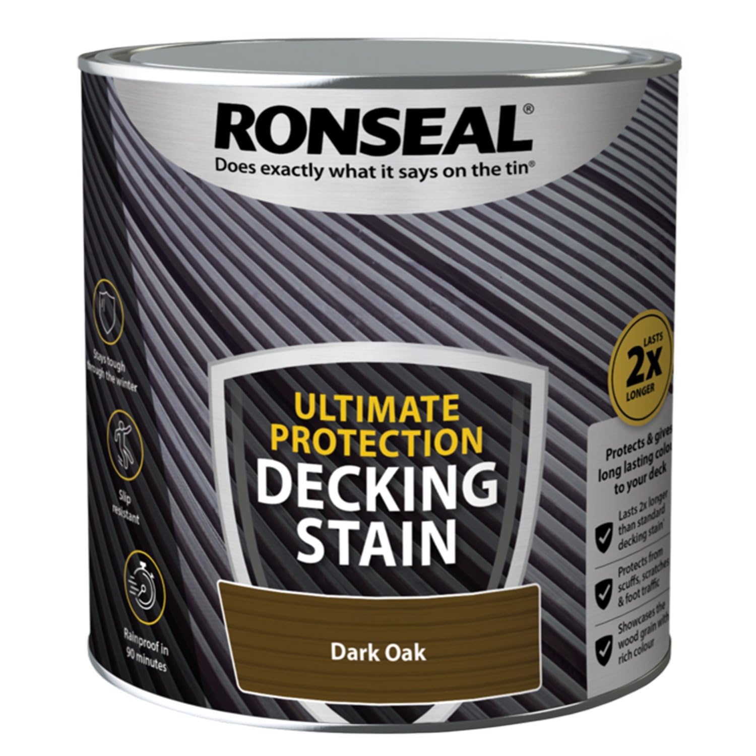 ARUUJ 2.5L Decking Stain Paint Ultimate Protection - Slip Resistant Rainproof, Suitable for Hardwood Softwood Exterior Wood - Protects from Scuffs and Scratches Stays Tough in Winter (Dark Oak)