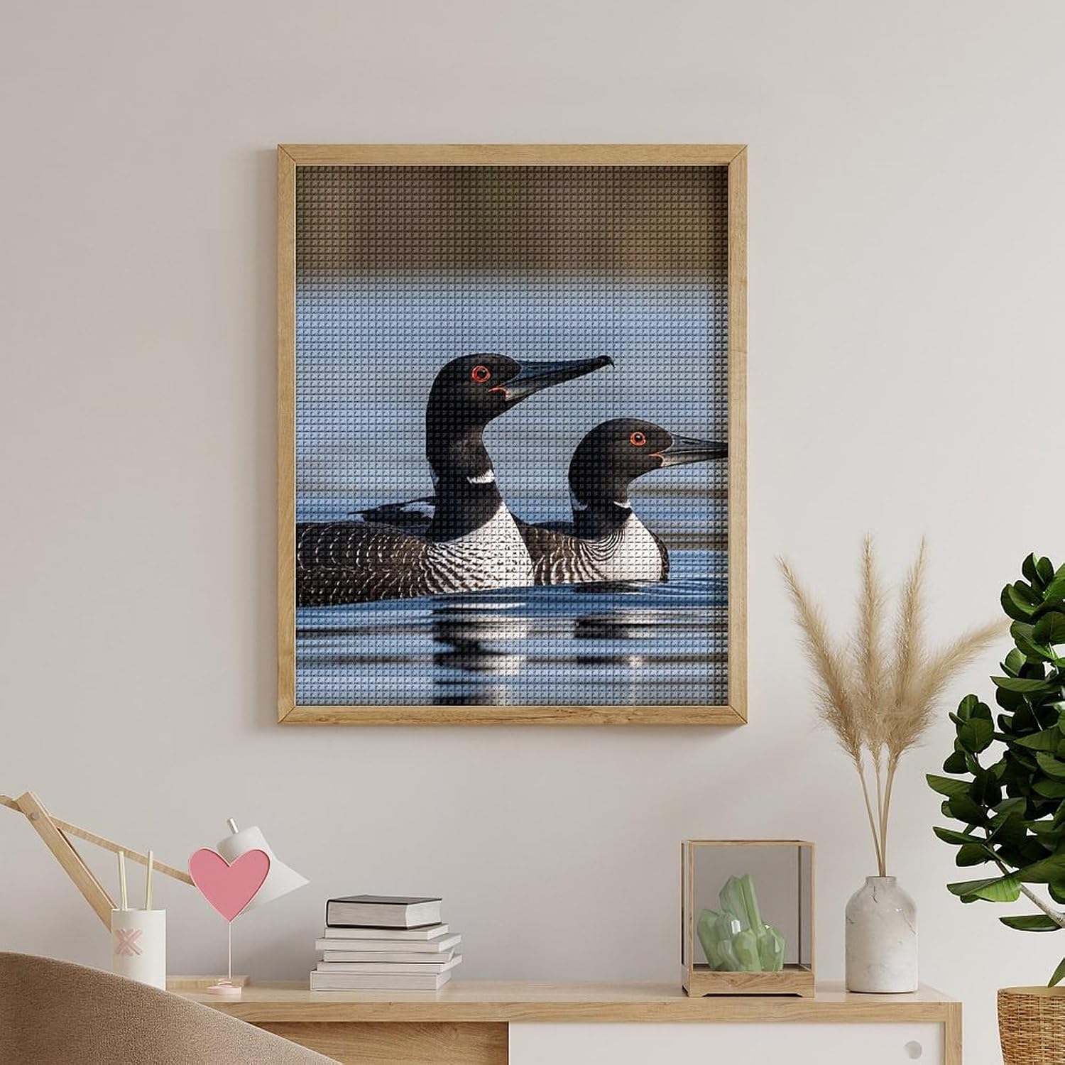 LHDGSJE Loon Birds Diamond Painting 16"x20" DIY Diamonds Art Kits for Adults Full Drill Diamond Dots Paintings Crystal Rhinestone Picture Arts Craft for Home Wall Decor