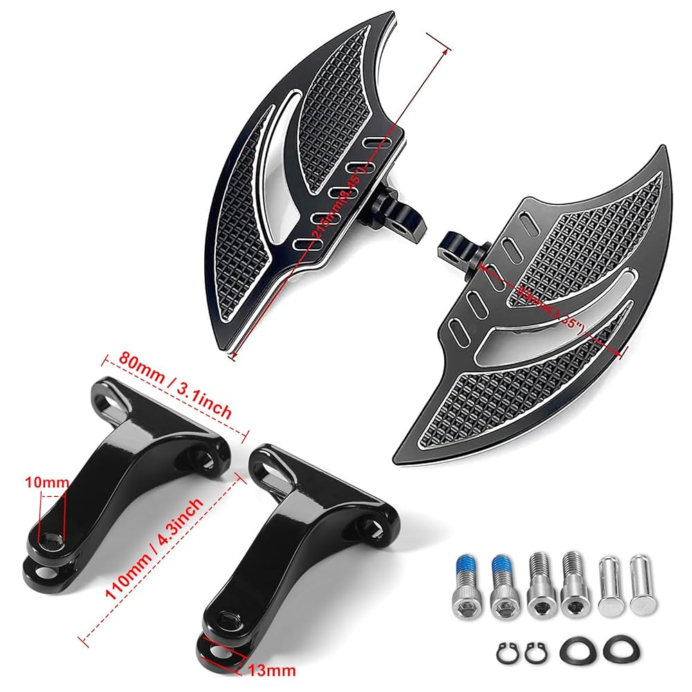 Pedane Passeggero Moto Per Harley Touring - In Alluminio CNC, Colore Nero - Foto 4