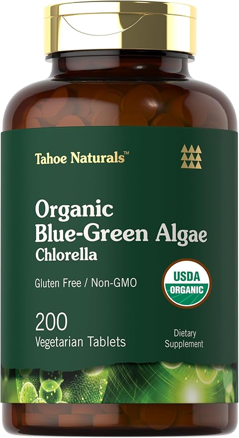 Carlyle Chlorella Blue Green Algae 250mg | 200 Tablets | Vegetarian, Non-GMO, Gluten Free Supplement | Tahoe Naturals
