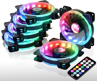 DS 6Pack 120MM RGB PC Cooling Fans, LED Case Fans with Remote Control for Computer, PC Case CPU Coolers, Radiators System (4th GEN Controller, A Series)