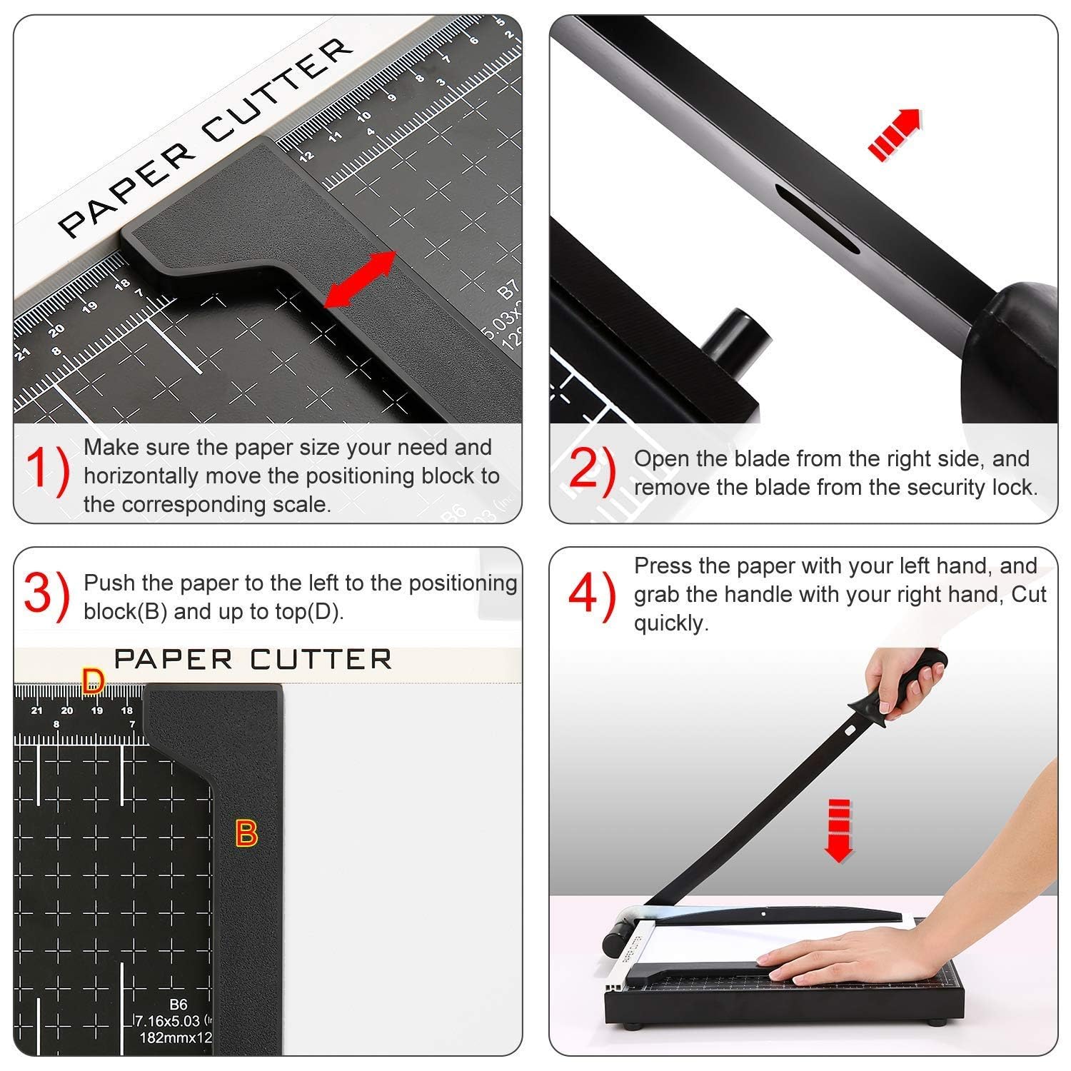 Taglierina professionale per foto, carta, cartone, formato A4, nero
