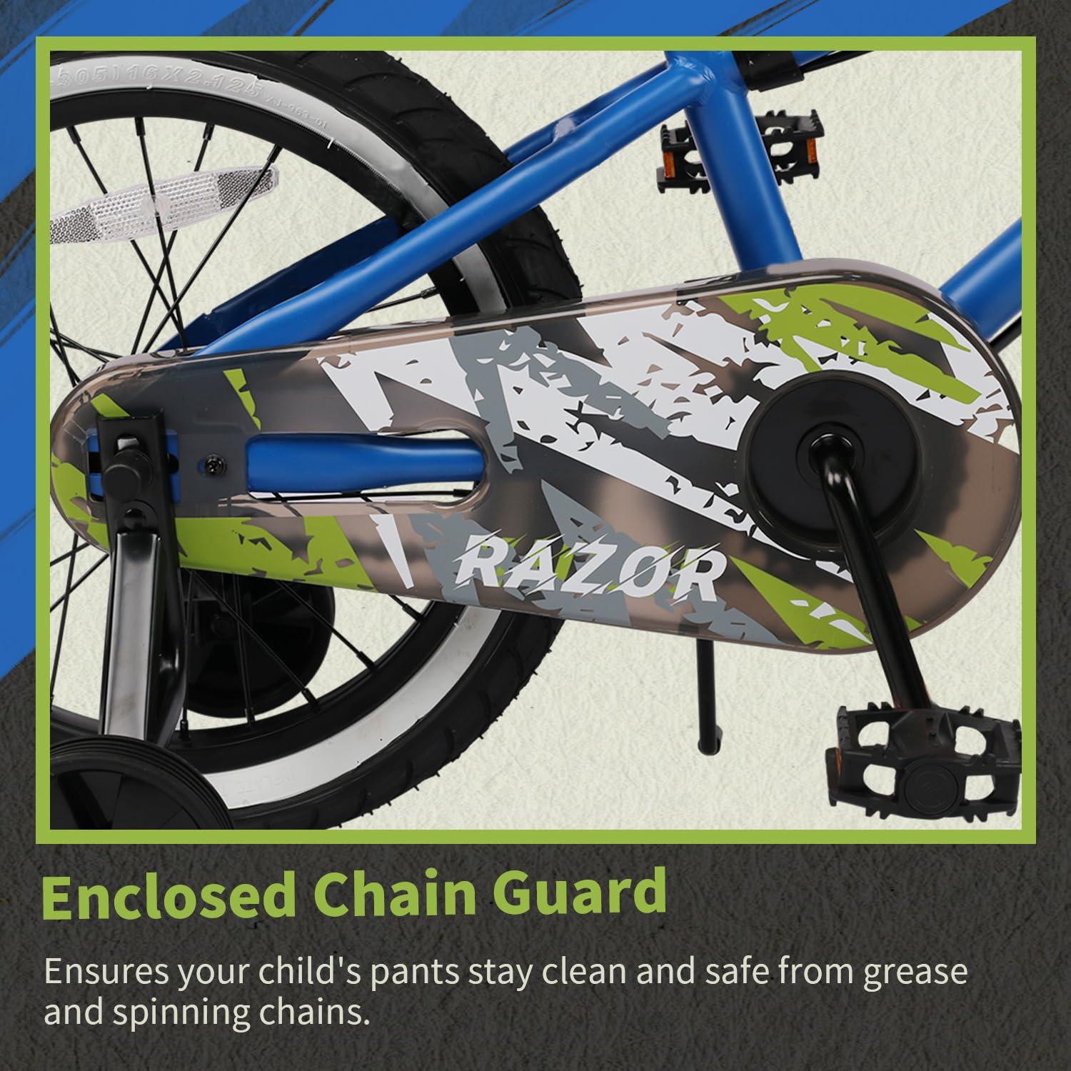 Glerc Razor 16 Zoll Kinderfahrrad für 4-7 jährige Jungen Jugendliche erstes BMX Style Fahrrad mit Ständer & Sicherheitsklingel & abnehmbaren Stützrädern, Blau