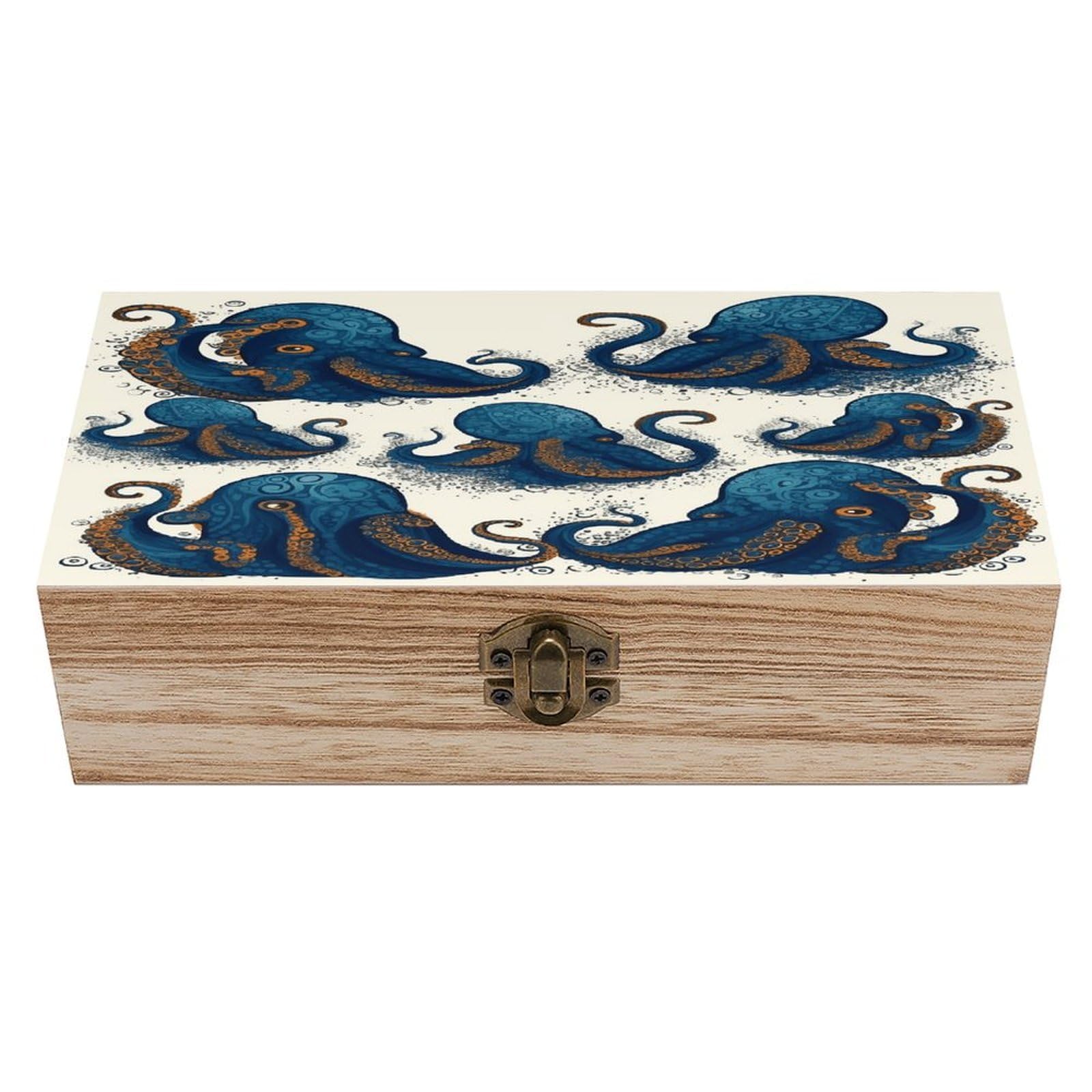 VstaDank Tentacles Octopus Wooden Storage Box Wooden Keepsake Box with Hinged Lid Exquisite Solid Wood Decorative Jewelry Case Memory Box for Jewelry Photos Letters Crafts Trinkets