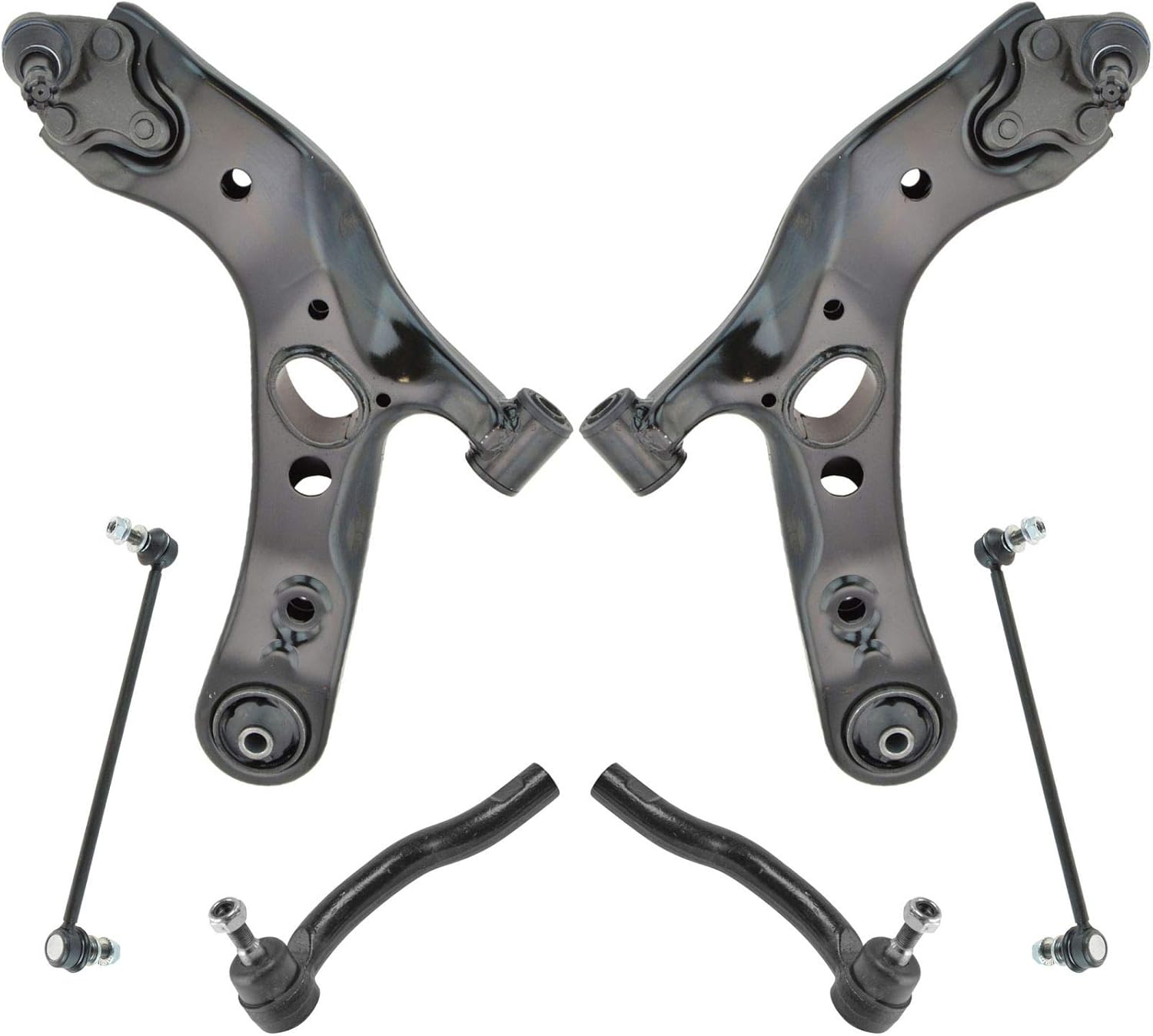TRQ Front Steering & Suspension Kit Control Arm with Ball Joint Sway Bar Stabilizer Link Tie Rod Compatible with 2015-2017 Lexus NX200t 2018-2021 NX300 2015-2021 NX300h 2006-2018 Toyota RAV4