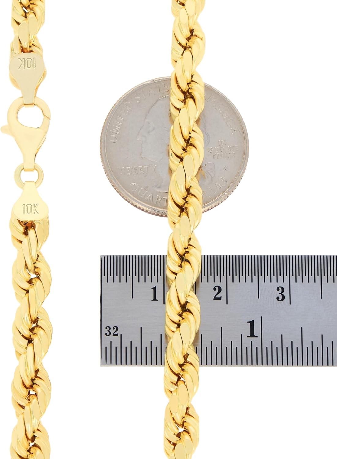 Nuragold 10k Real Yellow Gold 7mm Rope Chain Diamond Cut Necklace (18"-30") Italian Jewelry for Men - Image 8