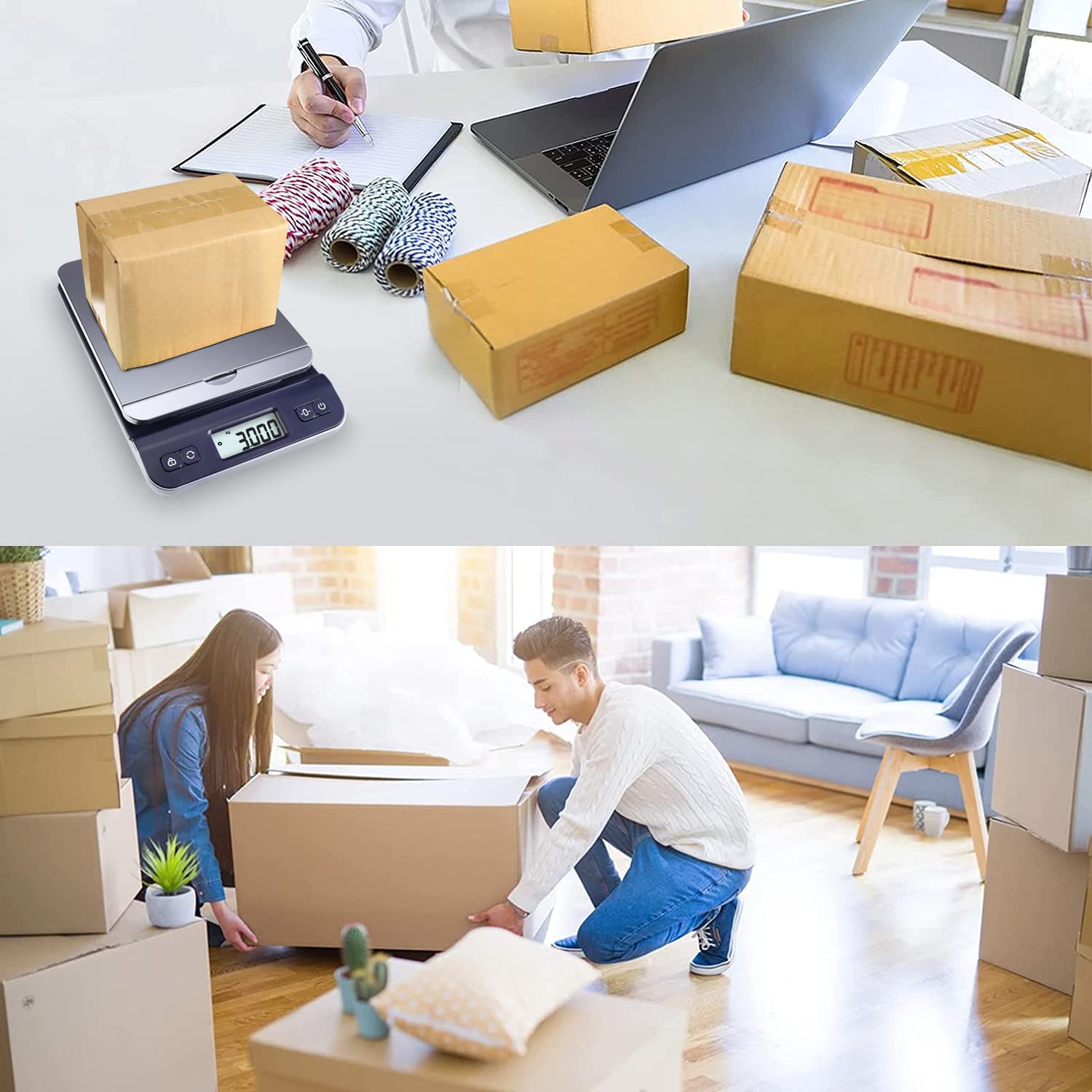 UNIWEIGH Bilancia Digitale Postale da 39kg/86lb, Bilancia per Pacchi Posta, Bilance per Spedire, Digital Parcel Scale per Ufficio, Magazzino, Lettera, Casa, include cavo USB, metro a nastro, blu