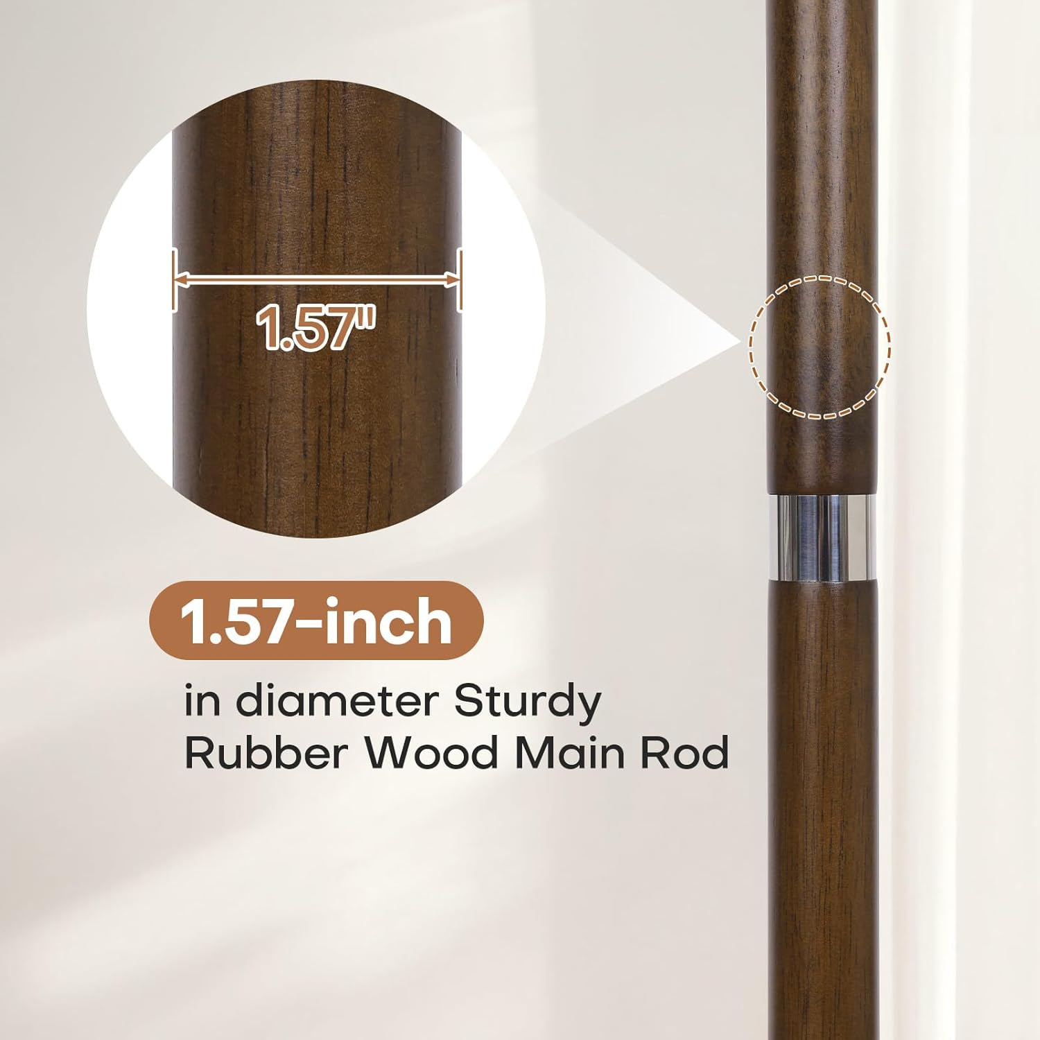 Coat Rack Freestanding, Metal Coat Tree with 9 Rubber Wood Hooks, Heavy Duty Coat Hanger Stand with Marble and Stainless Steel Base, Standing Hall Tree for Clothes, Hats, Bags, Jacket