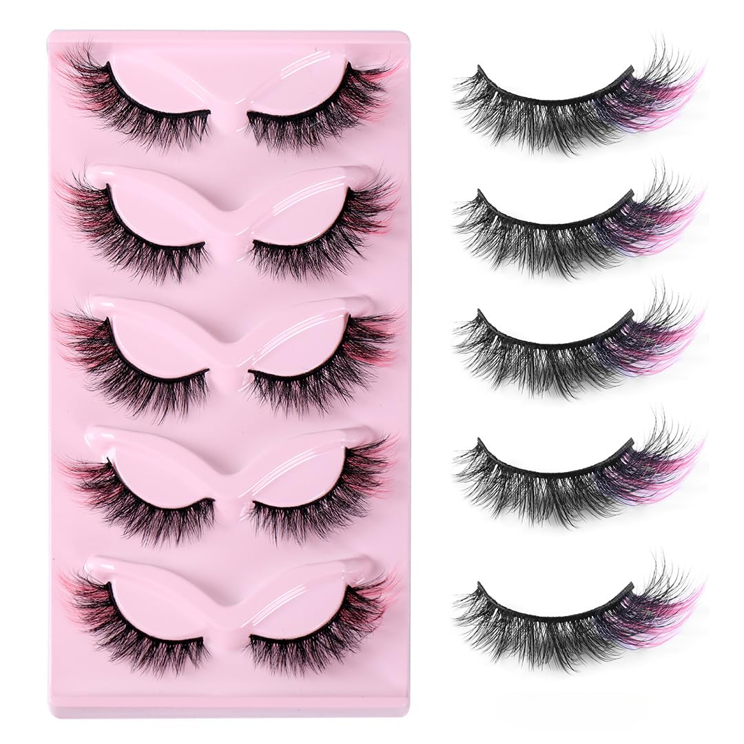 Colored False Eyelashes Wispy Charming Fluffy Foxes Eye Lashes Natural Eyelashes Cat Eye Lashes 10mm Small Lashes Easy