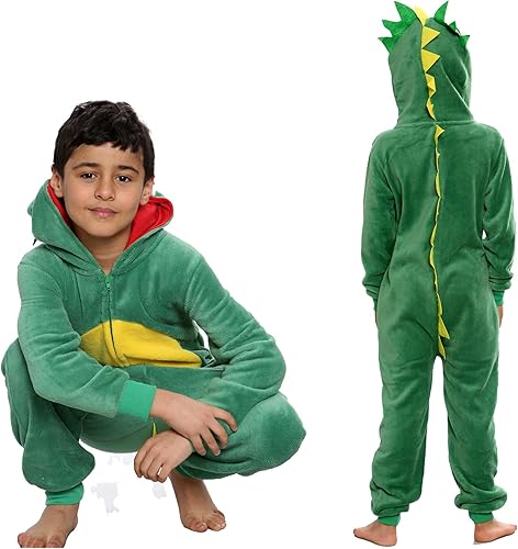 Miniatura 3 de Kids Girls Boys Overall Soft Fluffy Dinosaur All In One Jumpsuit 7-14 Years