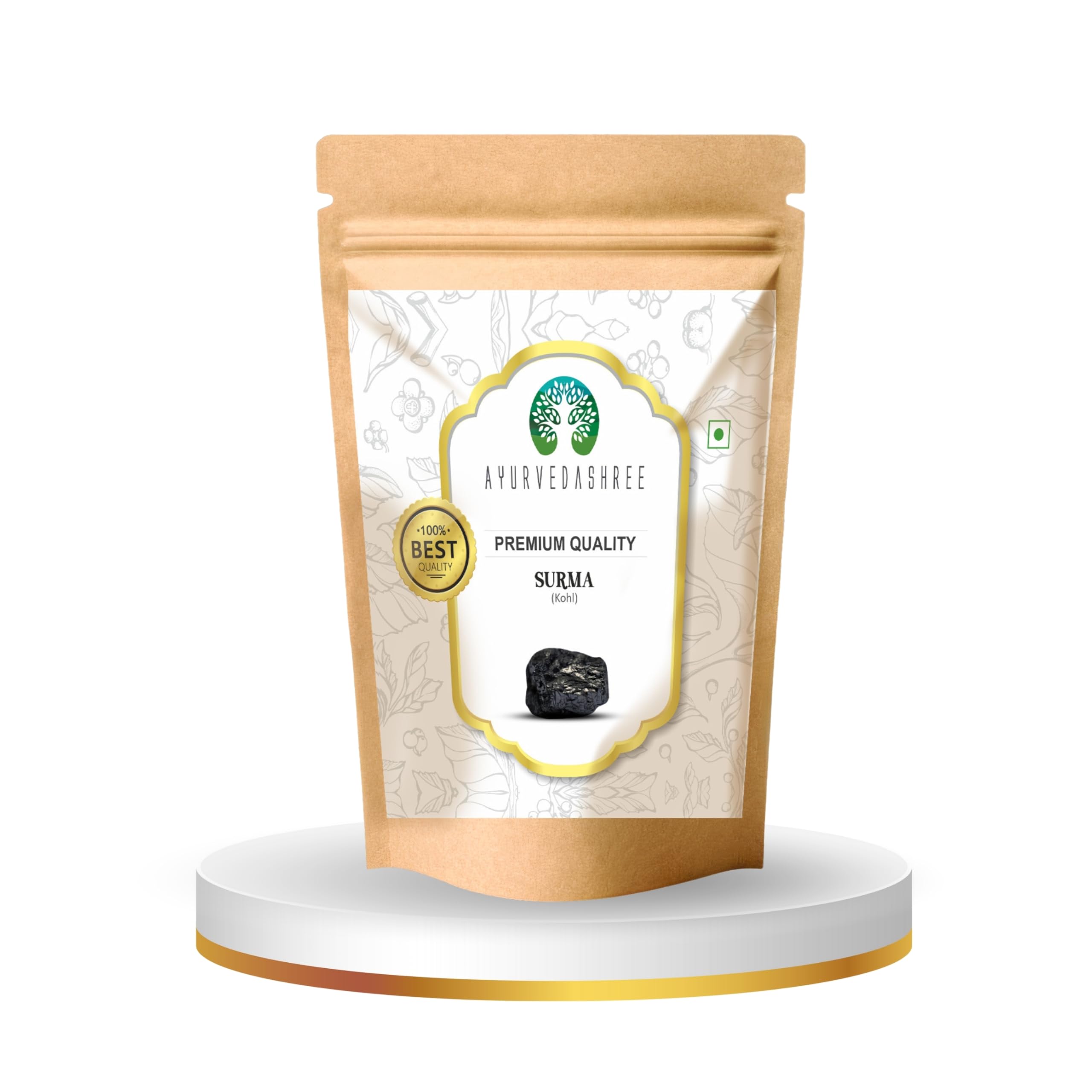 AYURVEDASHREE Surma (Kala) 50gm - Kajal - Eye Surma - Soorma Black - Kohl Stone (Galena) - Stibnite - Black Antimony