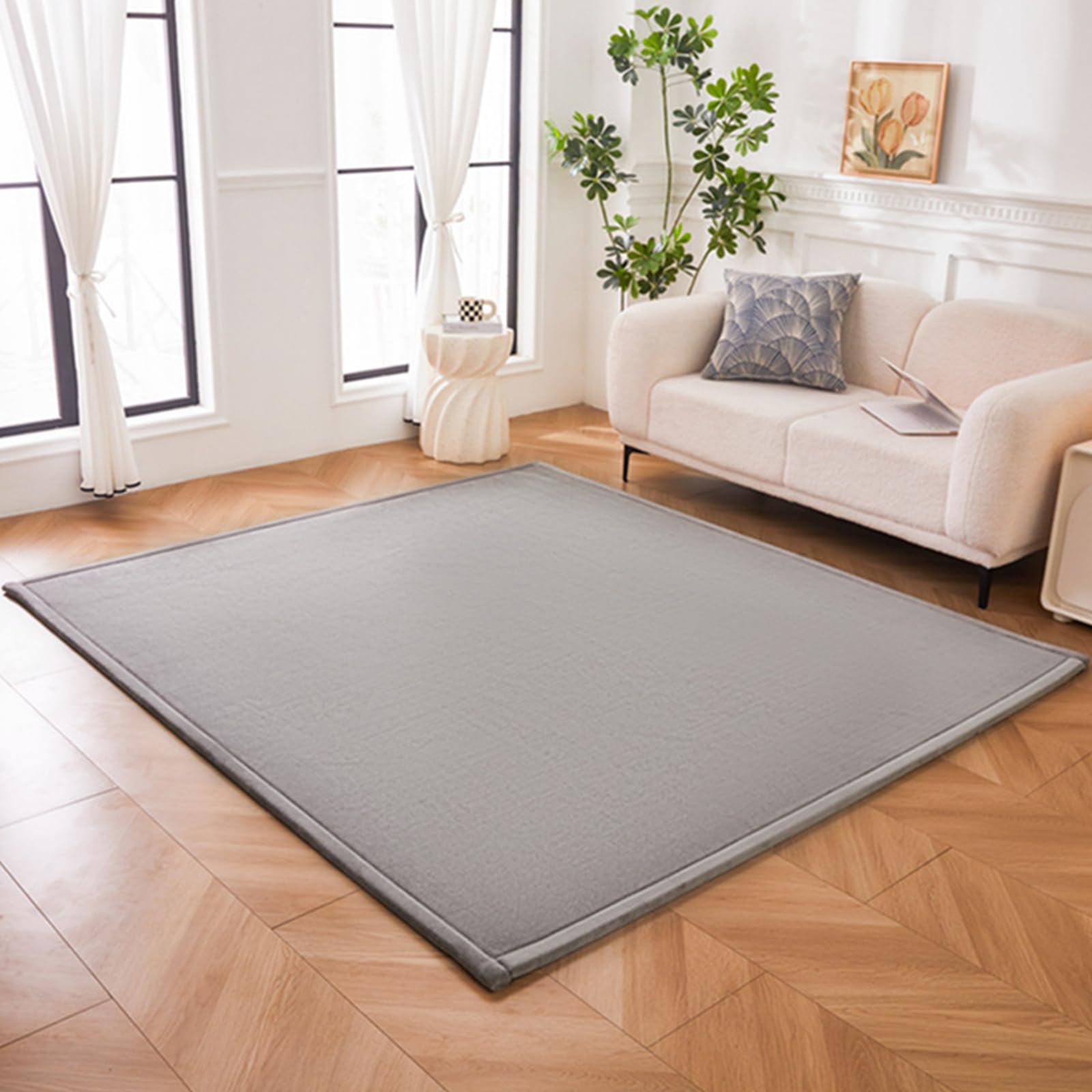 Krabbelmatte Baby Faltbar 150x200cm, Spielmatte Baby Samtmatte | mit Korallen Samt & Memory Foam, Rutschfeste Krabbelteppich für Babyzimmer, Tatami Matte für Kleinkinder Tummy Time