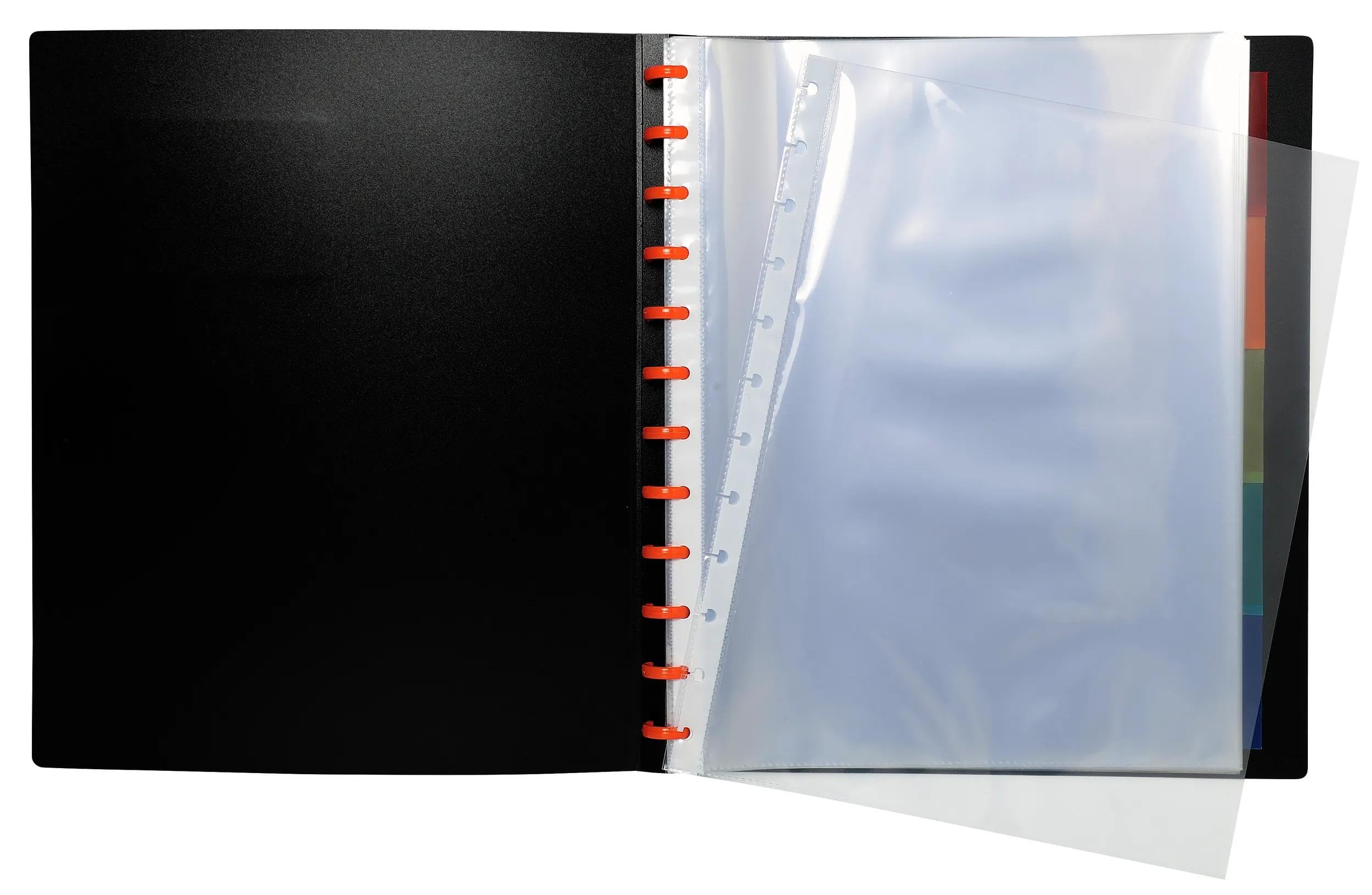 Exacompta - Rif. 86434E - Cartone da 4 raccoglitori Exactive rimovibile con 40 tasche staccabili, 80 viste, 5 divisori a colori con porta etichetta - per A4 - copertina nera