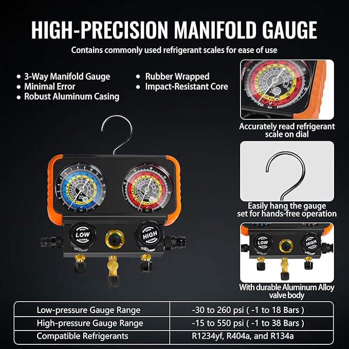 Kit Bomba de Vacío y Manómetro para AC 4.5CFM miniatura 6
