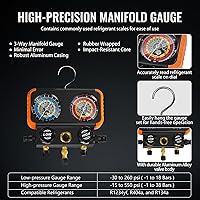 Vista 6 de R1234yf Juego de Bomba de Vacío y Medidor de AC, Kit de Manómetro de Bomba de Vacío de 4.5CFM para HVAC Automotriz Compatible con R1234yf, R404a