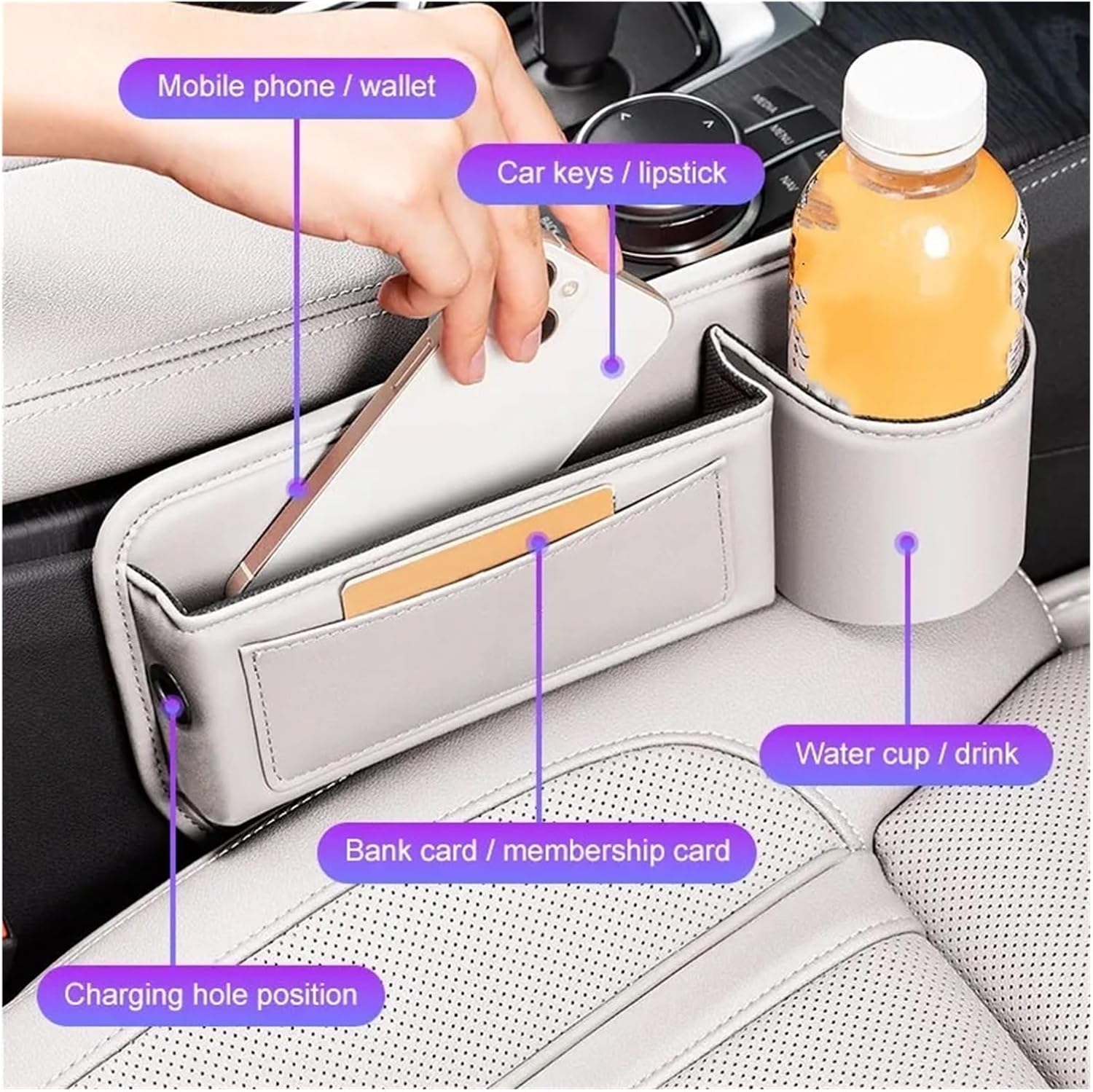 Chery Exeed LX VX TXL RX 2024 2025 レザーカーシート隙間収納ボックス カップホルダー付き 隙間サイ