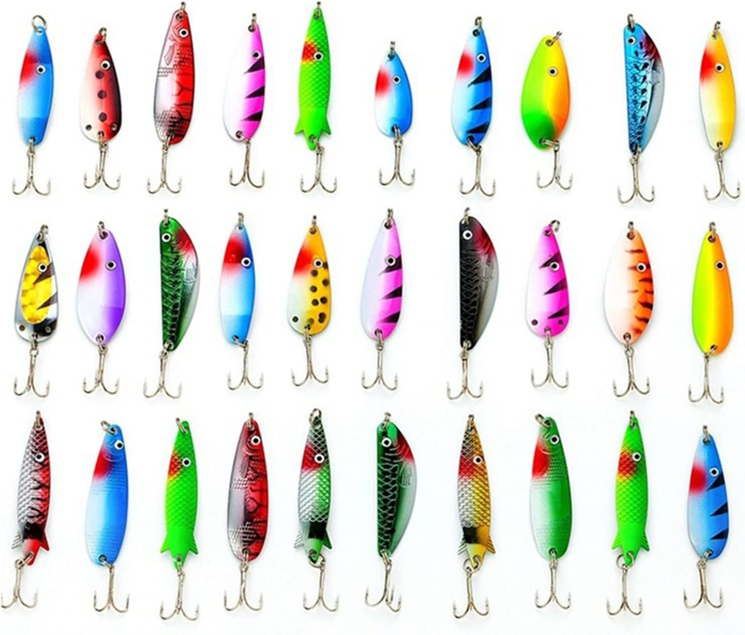 30pcs Colorful Spoons Spinners Fishing Lure KitFishing Tackle Accessories for Fishing Bait