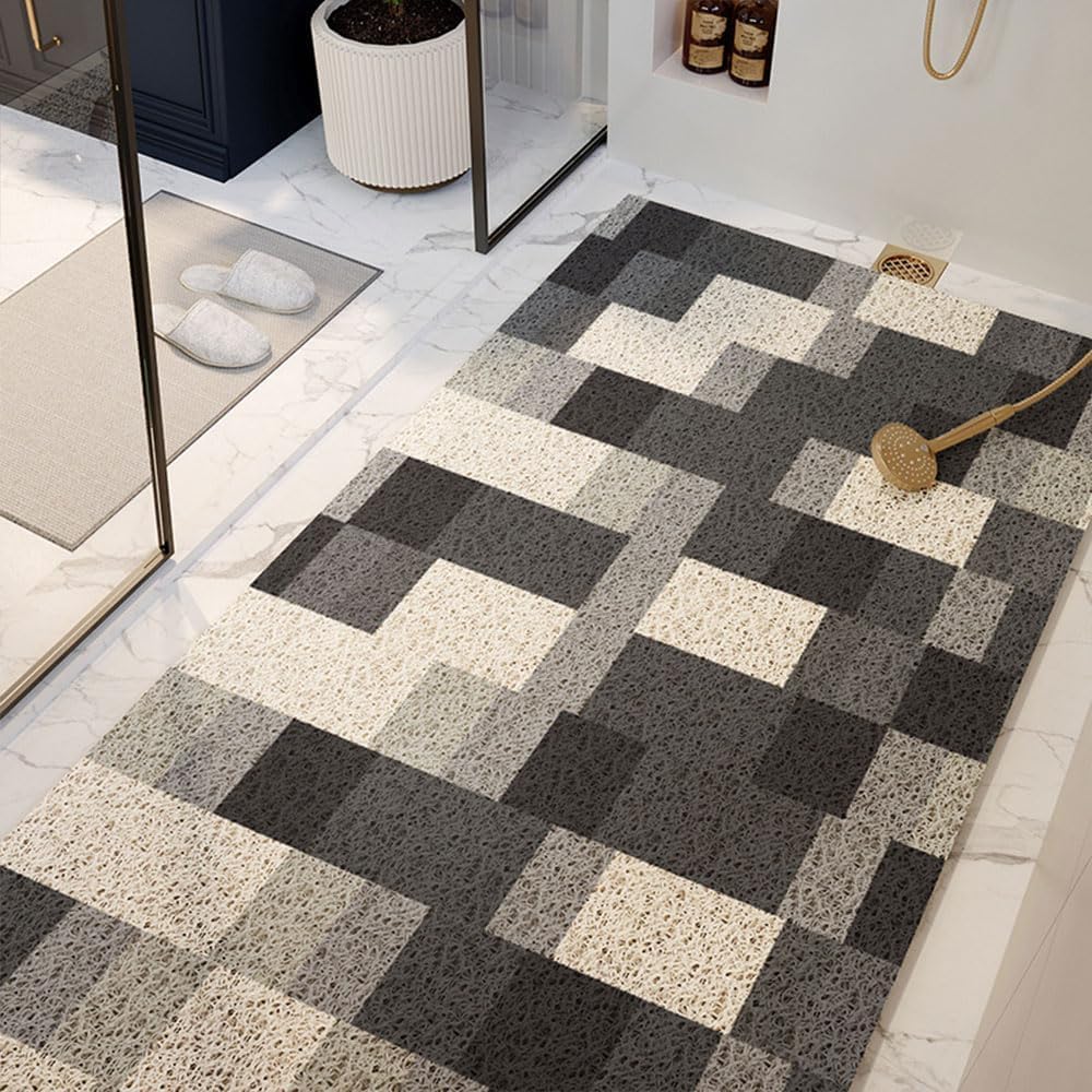SSDDLZEQ High-end PVC Soft Rubber Loofah Shower Mat(Anthracite,60x90cm)