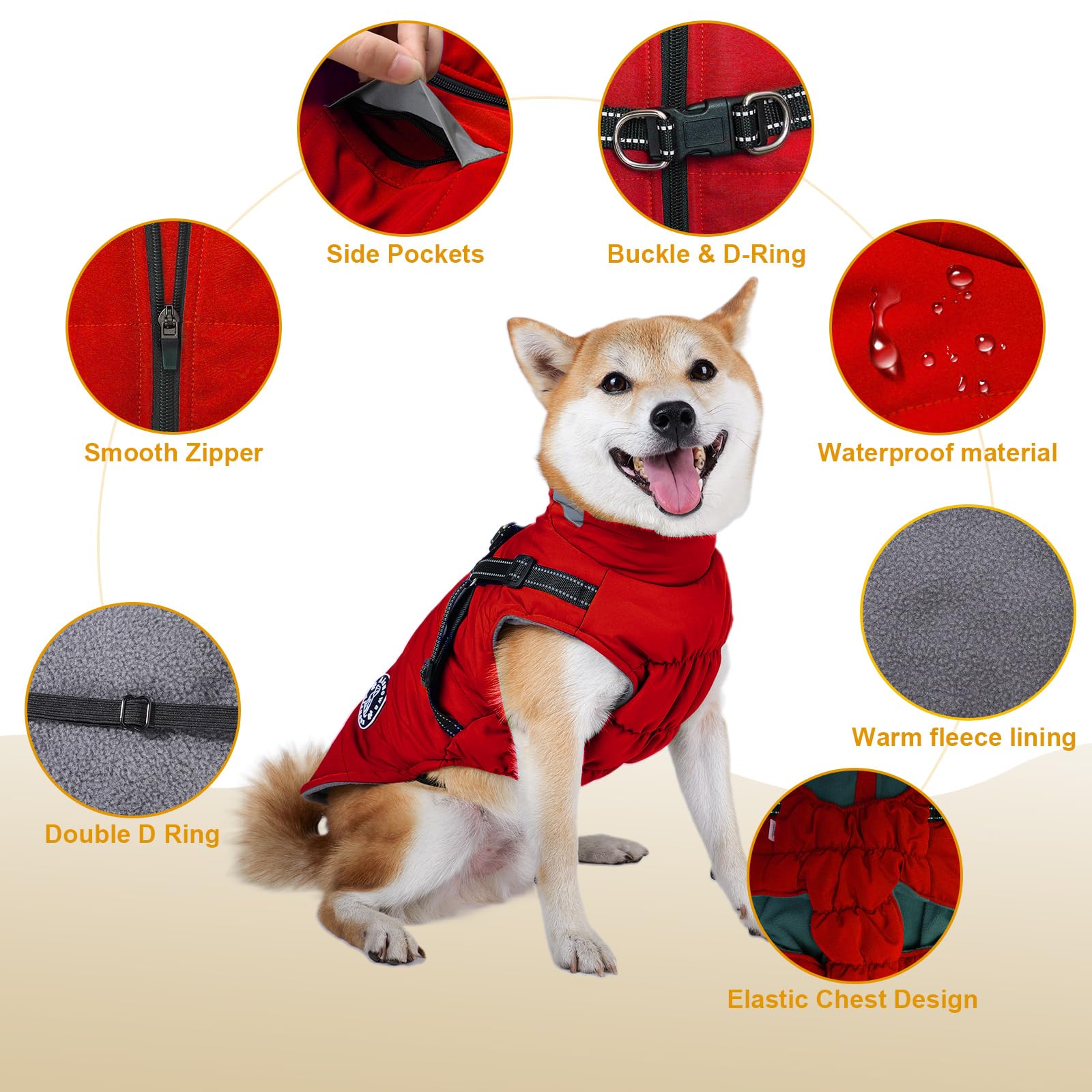 Cappotto Cane Invernale, Cappotto per Cani Impermeabile con Fodera in Pile Giacca Invernale Calda Lavabile con Strisce Riflettenti, Giacca Antivento per Cani di Piccola Taglia Grande Media