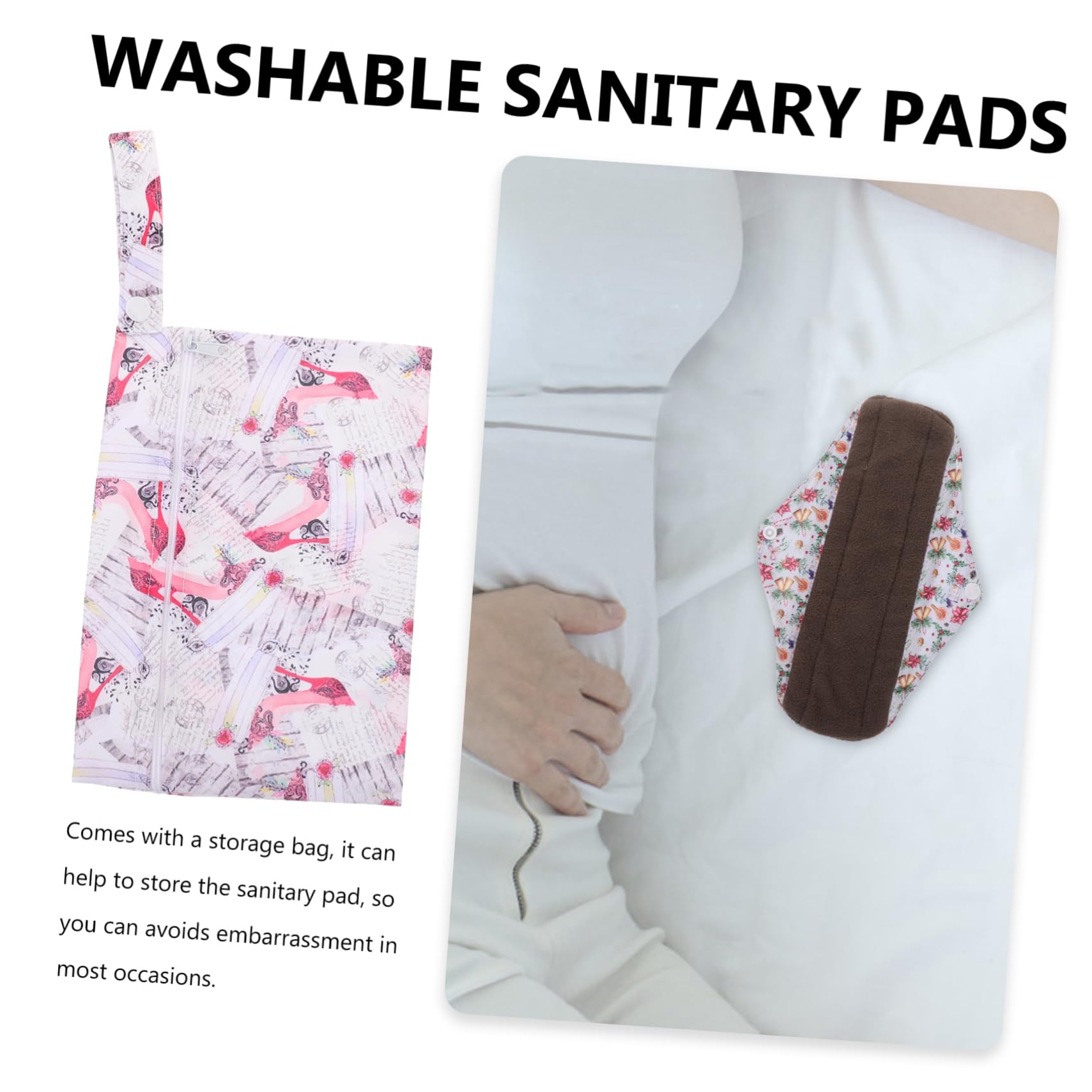 Beaupretty 6 Compresas Menstruales Reutilizables Para Mujeres Y Niñas Con Bolsa De Almacenamiento A Prueba De Fugas Lavables Y Reutilizables.