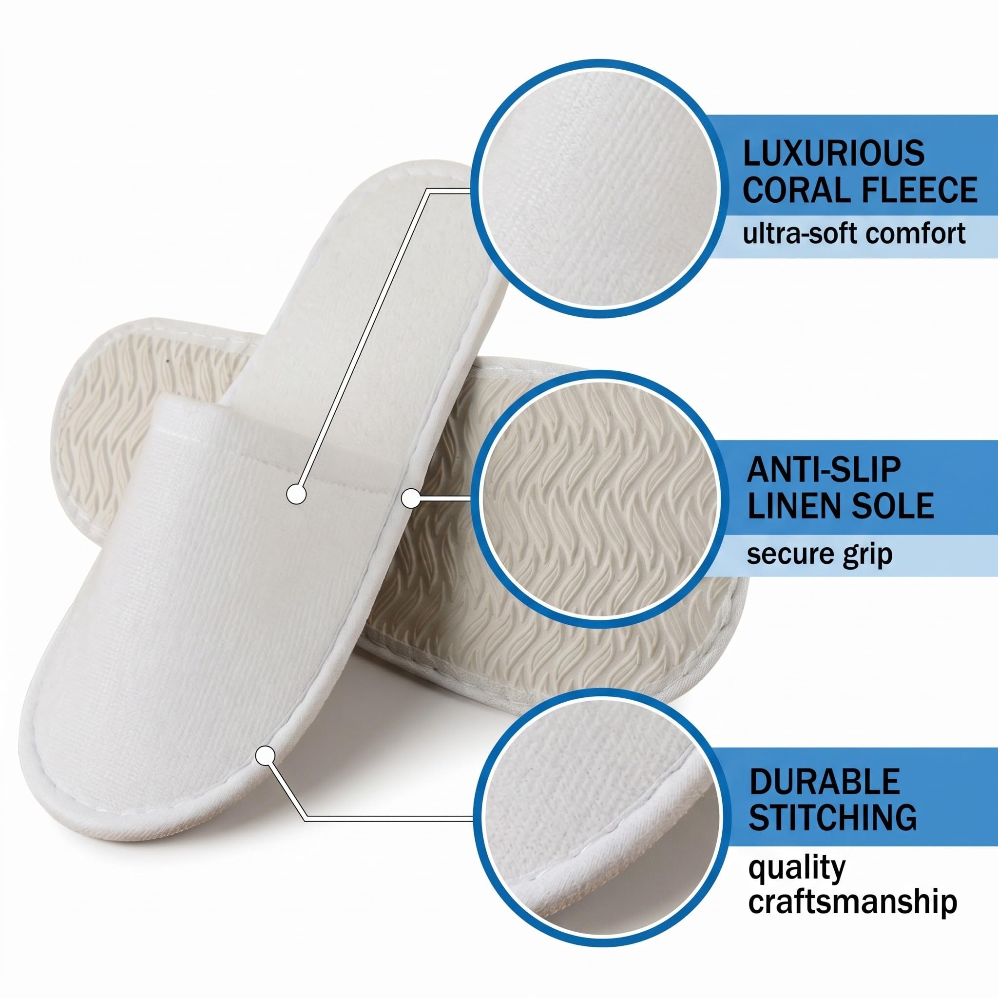 6 Paia Pantofole Antiscivolo, Pantofole Ospiti Riutilizzabili, Ciabatte Ospiti Lavabili, Ciabatte Hotel Monouso, Pantofole da Spa, Taglia unica, Spugna Premium, Misura Universale