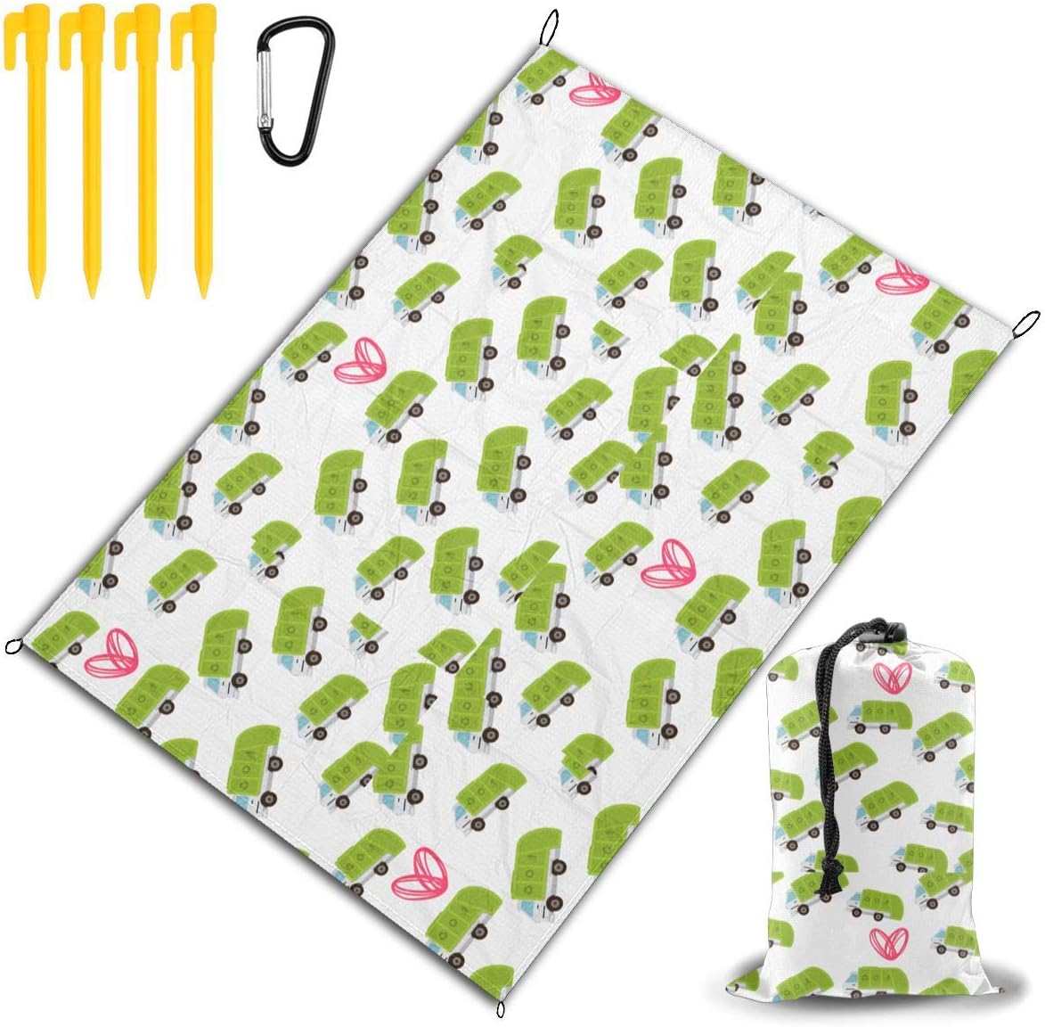 Beach Blanket Sand Proof and Waterproof Pocket Sized Picnic Mat 78" X 57"Outdoor