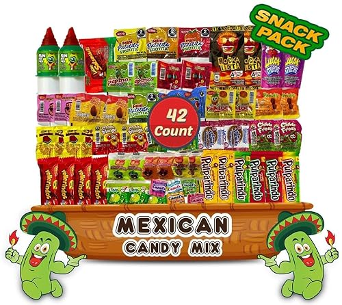 Paquete surtido de dulces mexicanos – Variedad de dulces picantes, dulces y agrios, incluye dulces Lucas, Pelon Pelo Rico, Pulparindo, Rellerindo,
