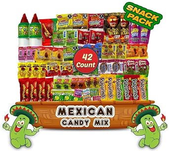 Mexican Candy Assortment Snacks Pack - Variety of Spicy, Sweet, and Sour Candies, Includes Lucas Candy, Pelon Pelo Rico, Pulparindo, Rellerindo, by LookOn 42 Count