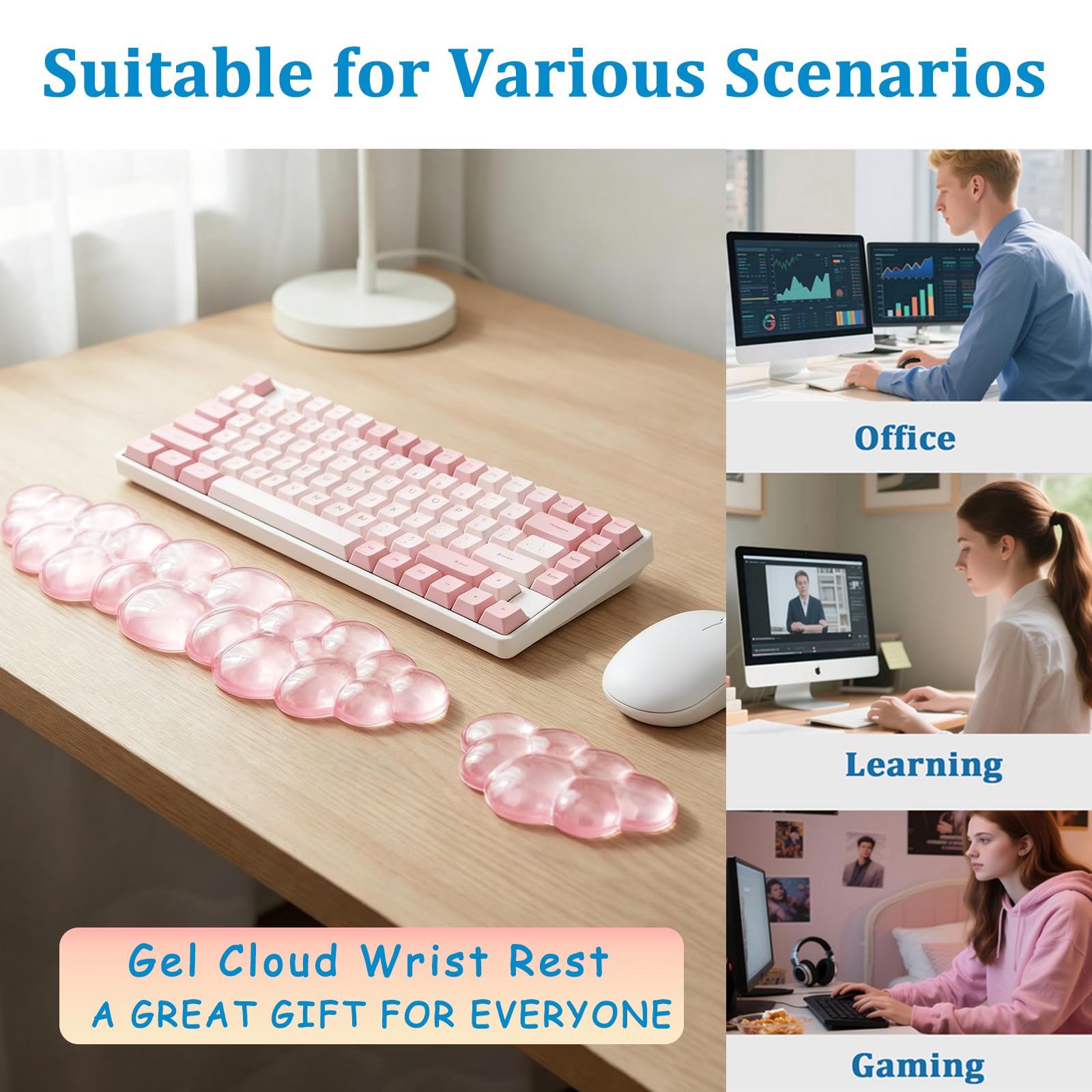 Gel Cloud Repose-poignet pour clavier Rose