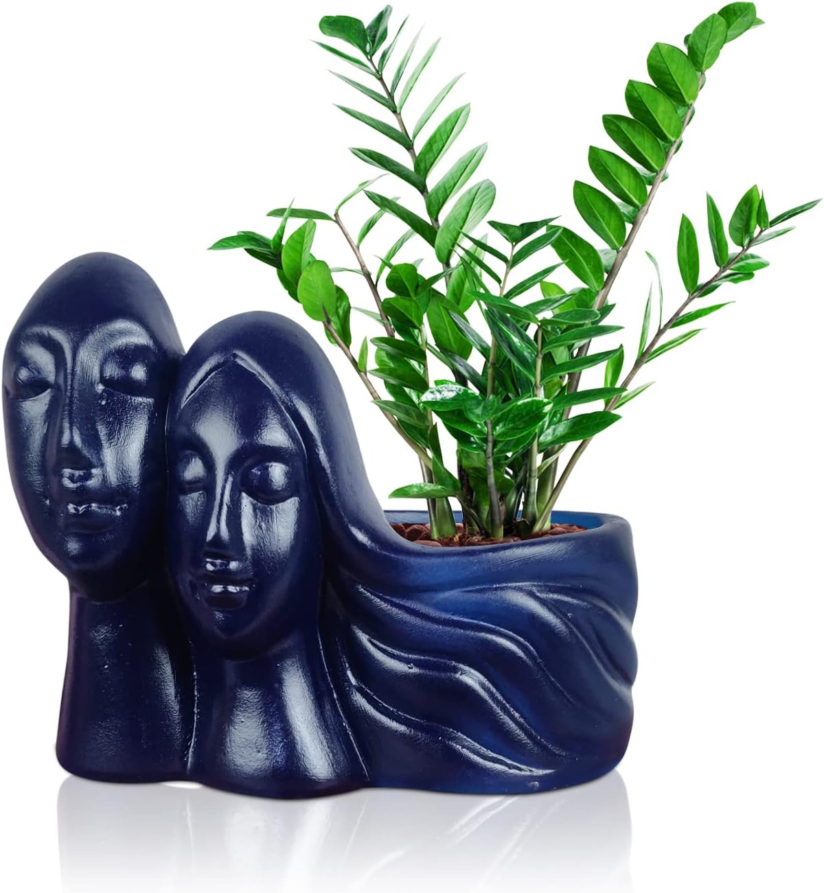 Lasaki Couple Blue Ceramic Pots for Indoor Plants, Planters, Flower, Pots, gamla, Outdoor, Balcony, Home, Garden, Office Decor, Succulent Pot(L - 16 X W - 10 X H - 14.5 cm)(Plants not Included)
