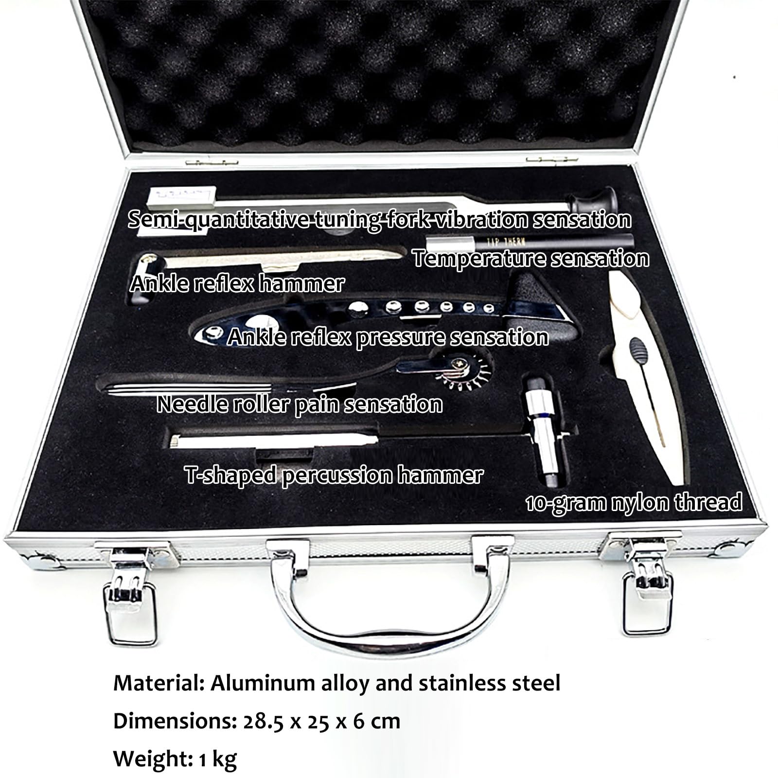 Set per Esame Neurologico, Set da 7 Pezzi per La Valutazione dei Riflessi Neurologici (puntura, Temperatura, Tatto, Vibrazione E Tendine), per Medicina Interna Ed Esami Clinici