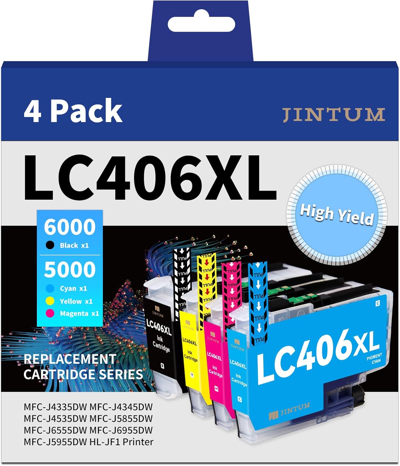 LC406XL Ink Cartridges Compatible Replacement for Brother LC406XL Ink Cartridges LC406 LC 406 XL Compatible with Brother MFC-J4335DW MFC-J5855DW MFC-J6955DW MFC-J4535DW MFC-J6555DW Printer(4-Pack)