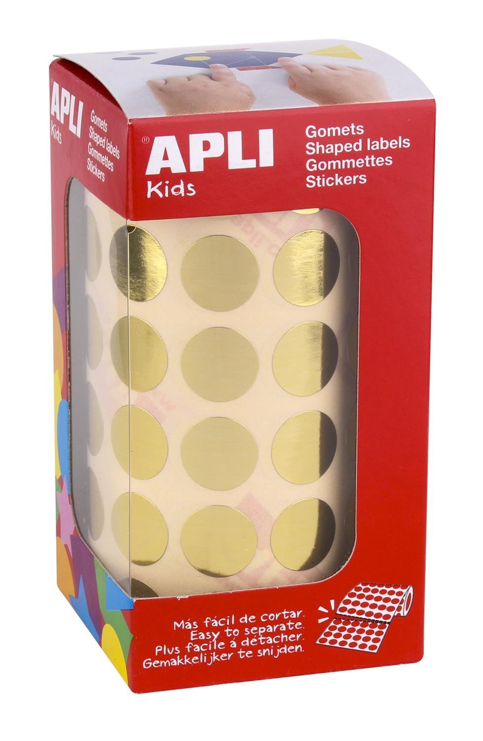 Apli Kids 11629 Roll of 2832 Metallic Stickers Round 15 mm Gold