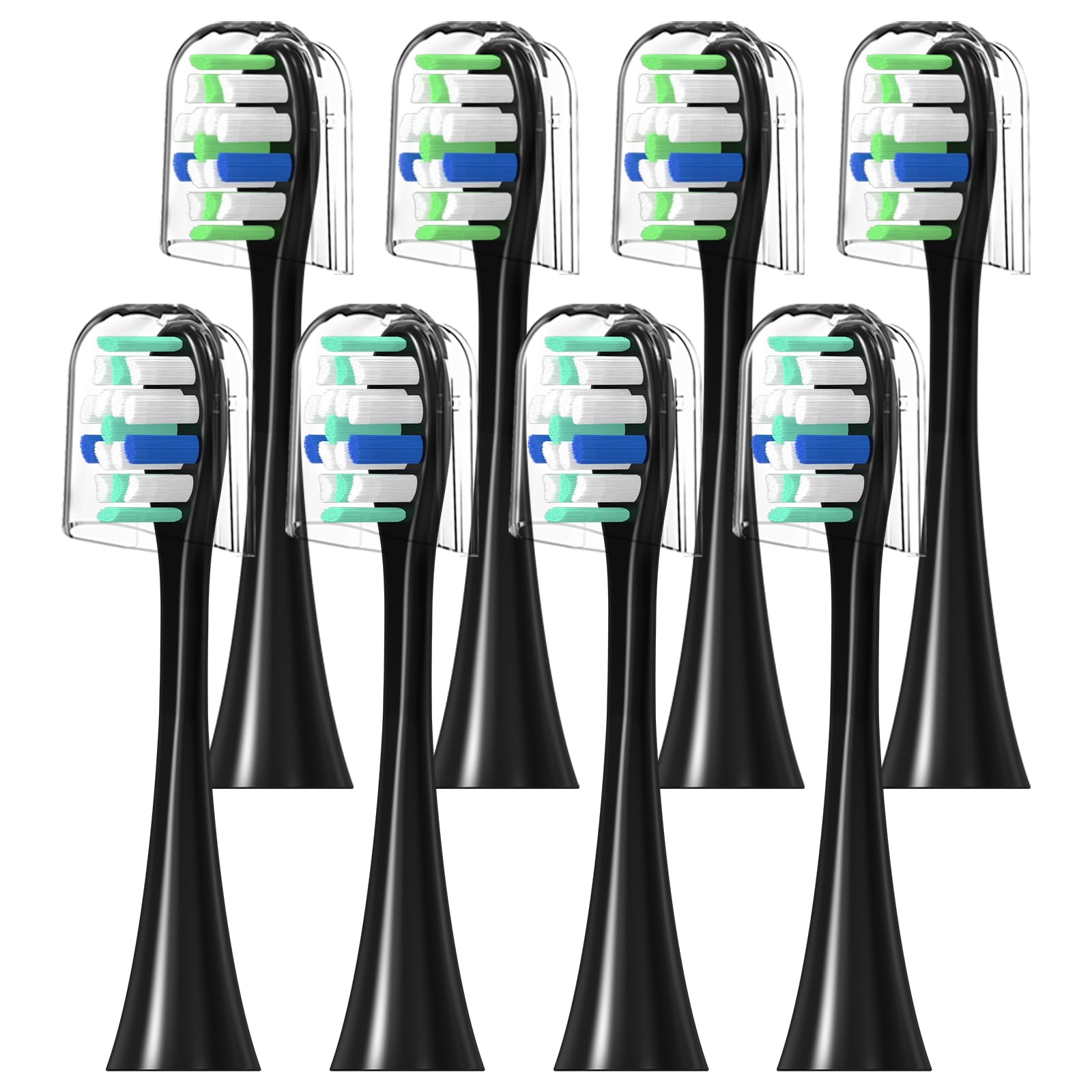 Ersatz-Zahnbürstenköpfe für Philips Sonicare Ersatzköpfe, elektrischer Ersatzbürstenkopf kompatibel mit Philips Sonicare elektrischen Zahnbürsten, 8 Stück, Schwarz