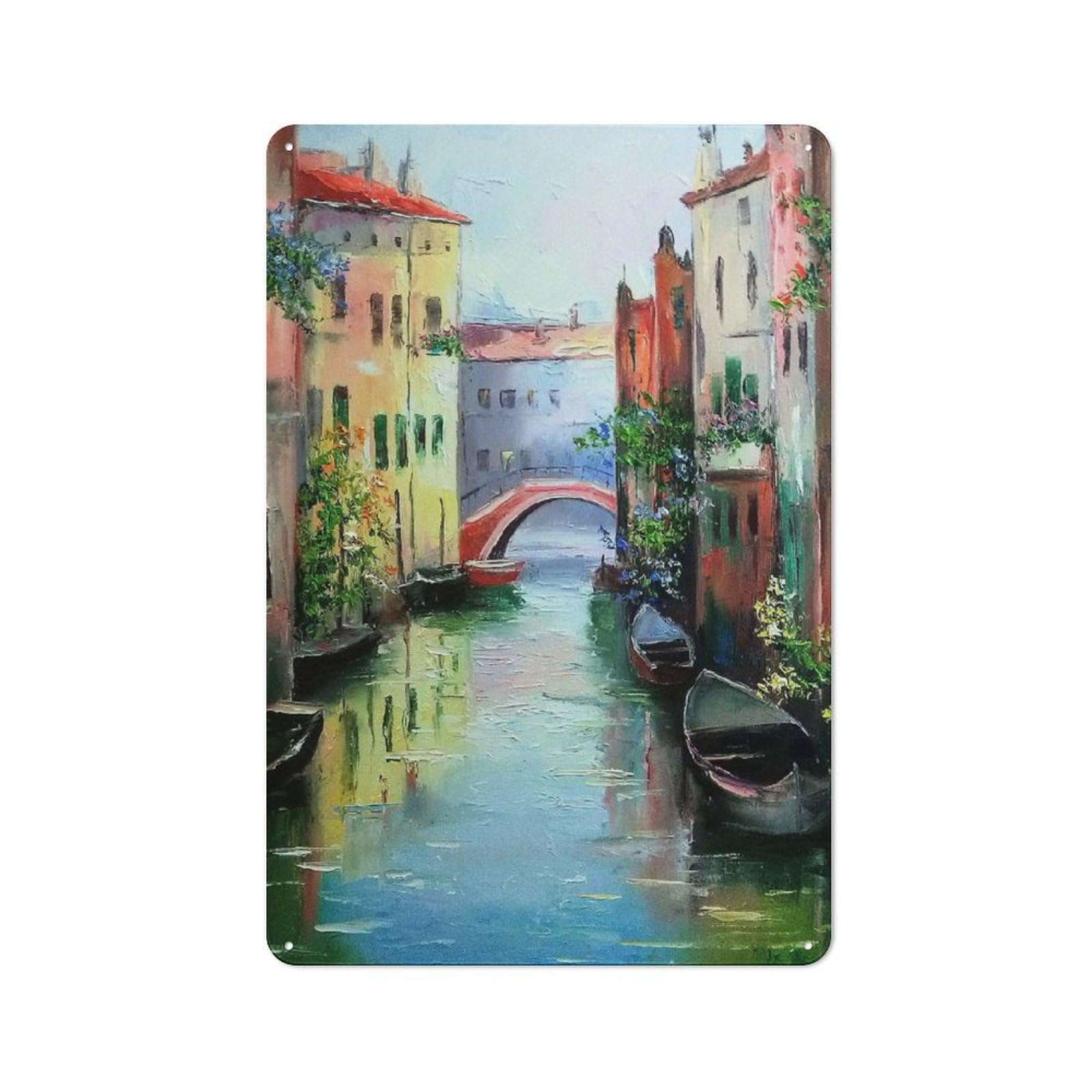 Junmoney Morning Venice Tin Sign 30X20cm, Rustic Home Bar Decor For Cafe, Pub, Workshop Or Home Bar, For Casual British Interiors