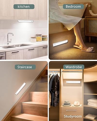 Miniatura 5 de Luces para debajo del gabinete, luz con sensor de movimiento, para interiores, USB-C, recargable, LED, funciona con pilas, iluminación debajo del