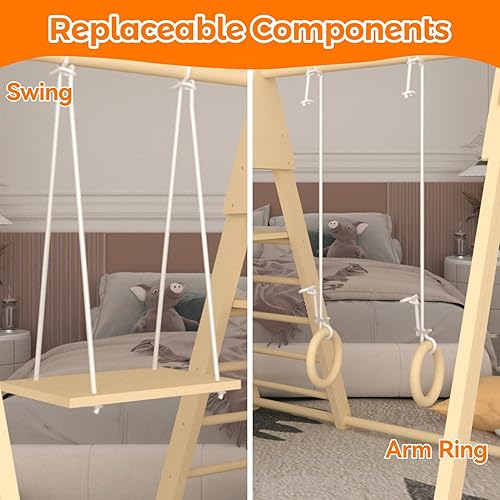 Miniatura 6 de Juguetes de escalada para niños pequeños, juegos de madera para interiores, juguetes Montessori XL de madera para escalar, ángulo ajustable con 2
