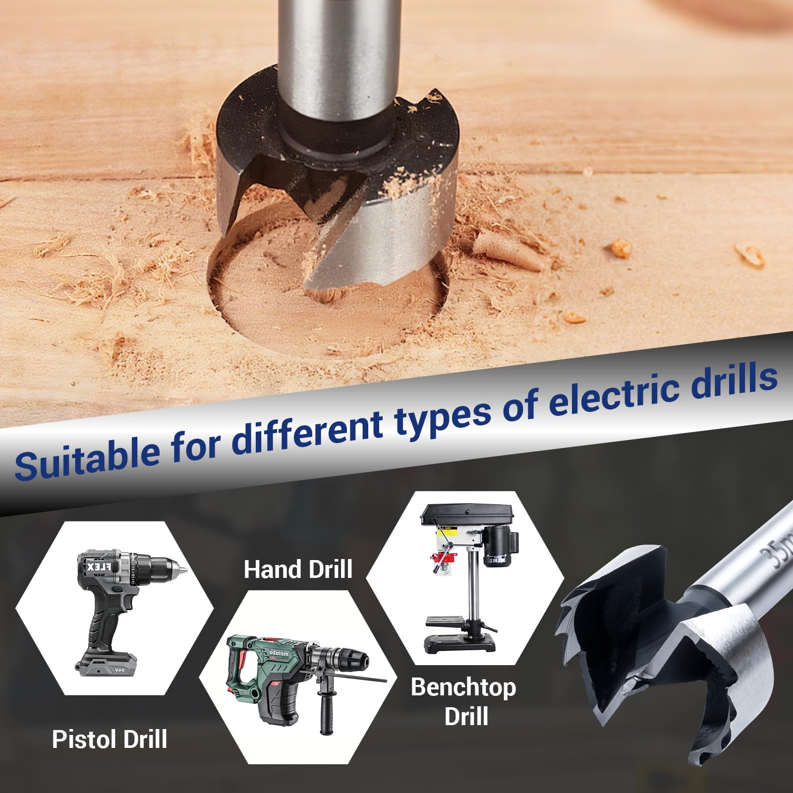 35mm Forstner Drill Bit for Woodworking Forstner Bit Wood Drill Bits for Holes Hinge Cutter Tungsten Carbide Wood Auger Drill Bit Hole Saw Opener - Image 4