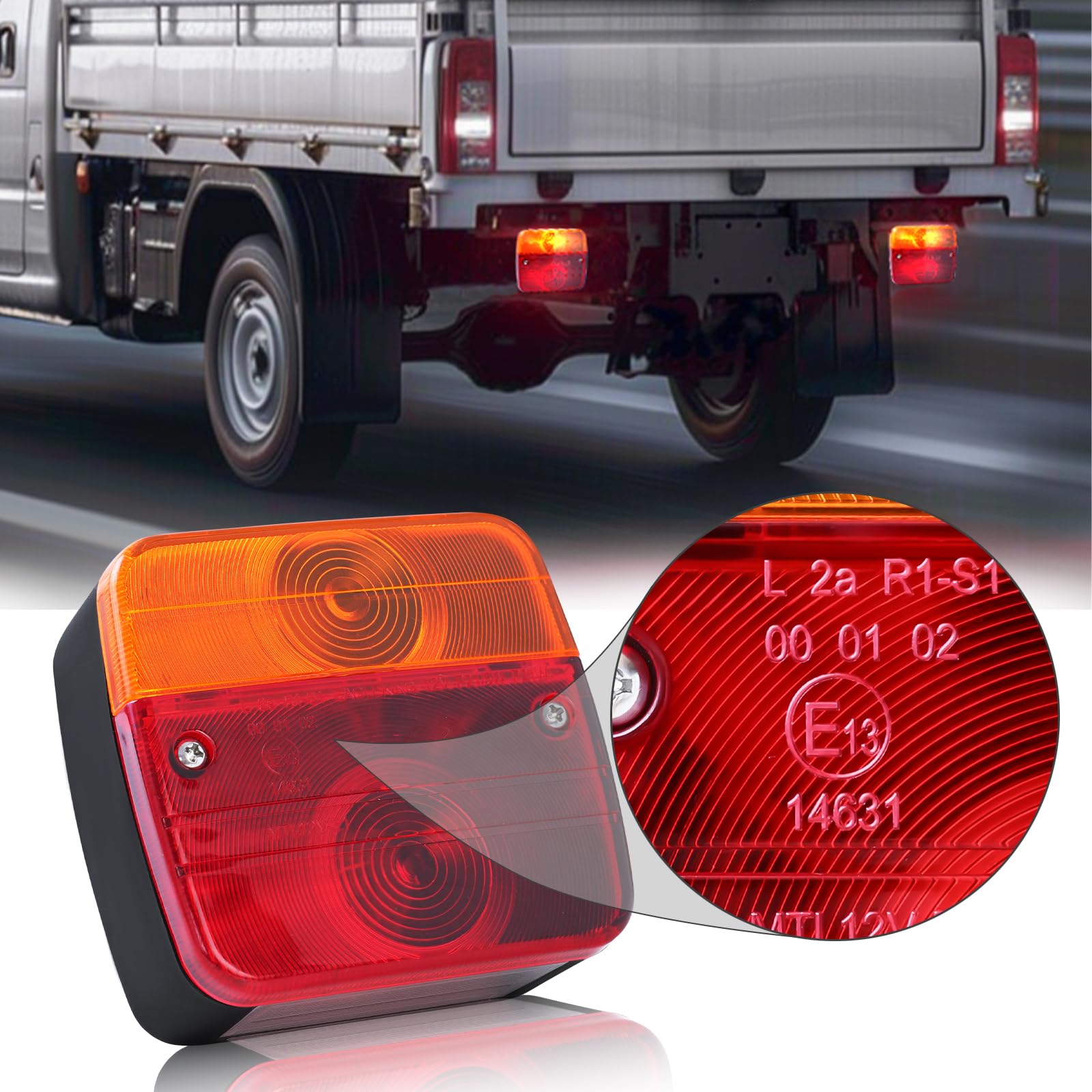 Ouker Rückleuchten für Anhänger Wasserdicht Universal Rücklichter, 12V 7-Pin Stecker mit 7,5m Kabel Rücklicht Komplettset Multifunktions Anhängerbeleuchtung für KFZ Wohnwagen Trailer