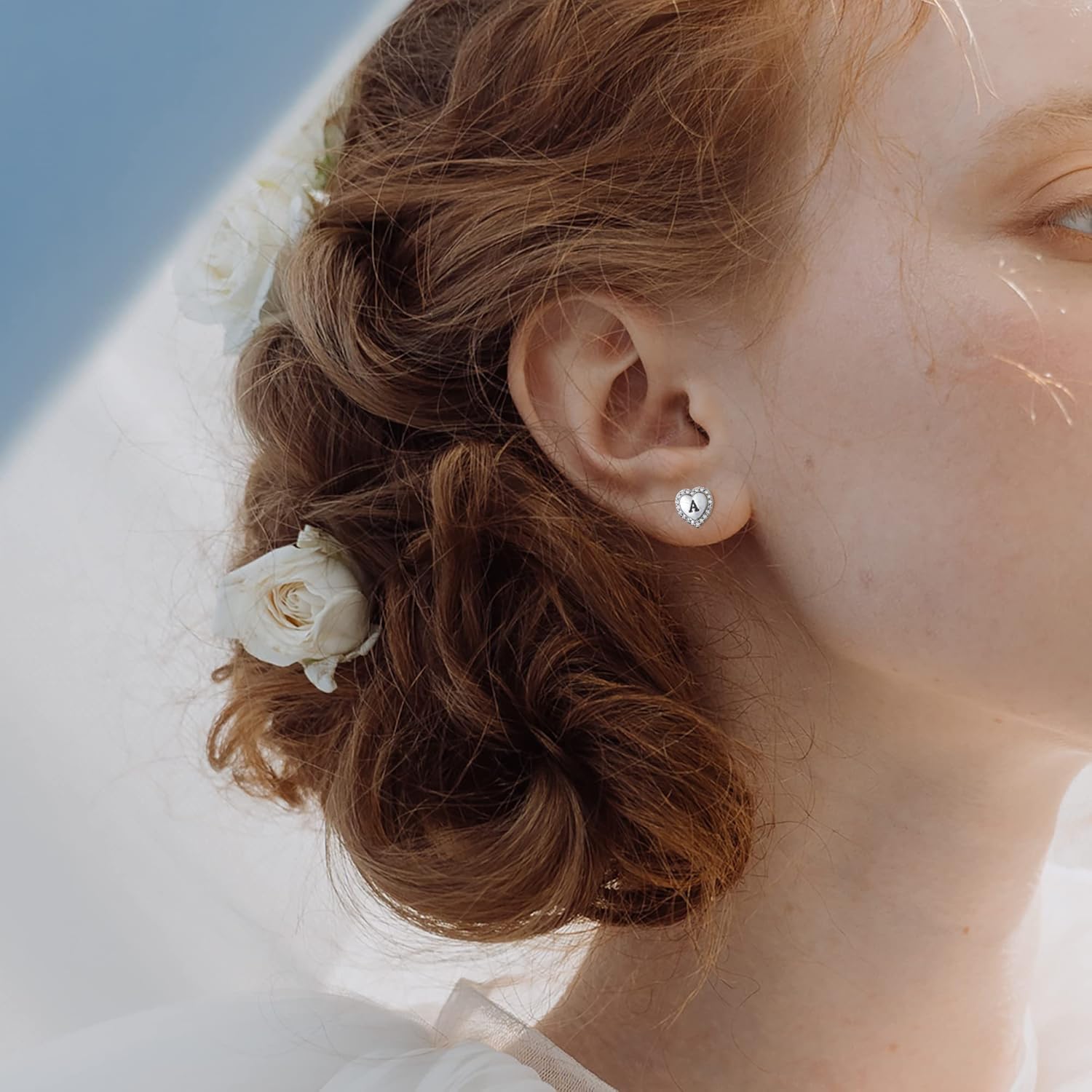 Heart Earrings for Girls Kids, 925 Sterling Silver Post Hypoallergenic Girls Earrings CZ Letter Earrings for Teen Girls Initial Earrings for Little Girls Kids Toddler Christmas Gifts - Image 5