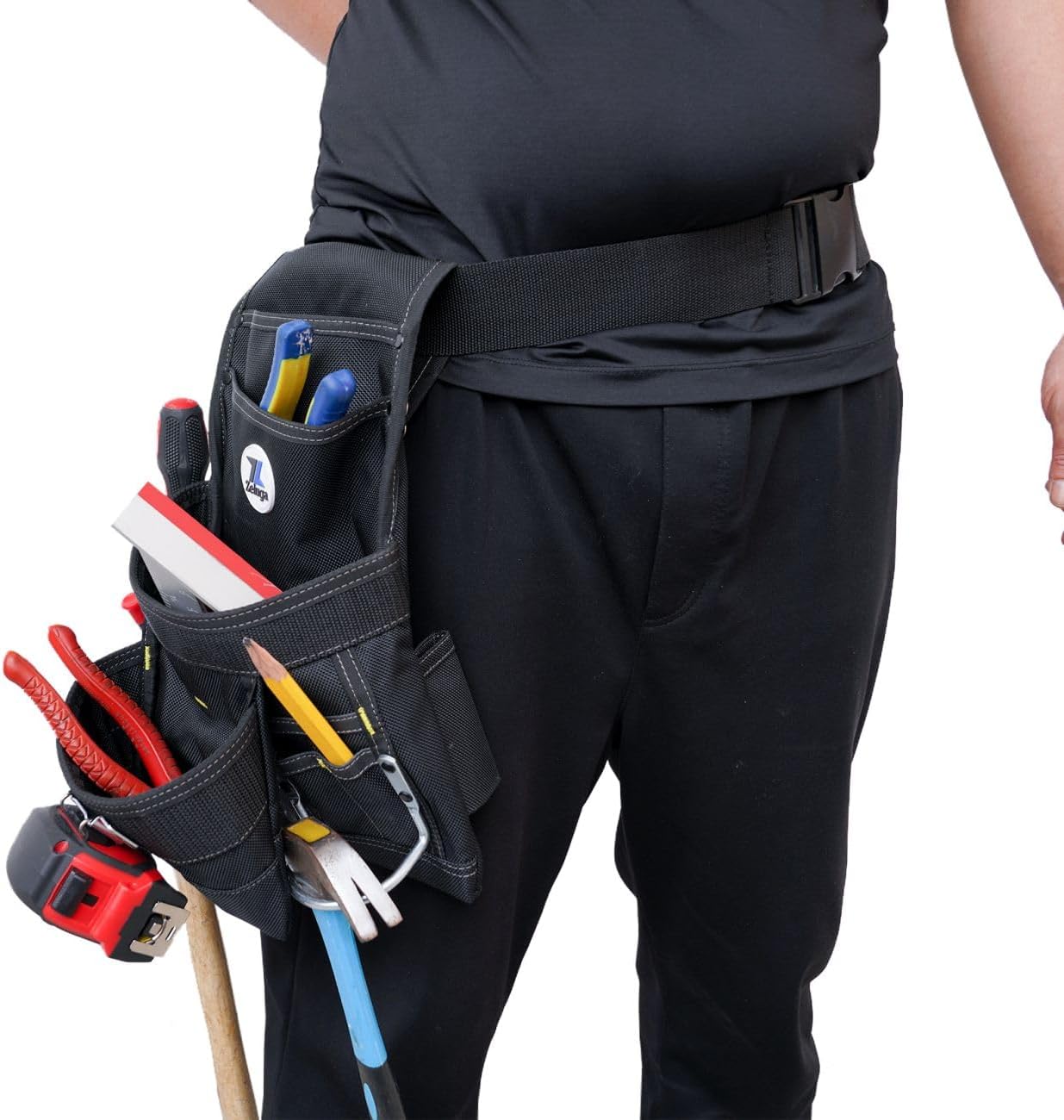Zeluga 20-215 10 Pocket Extra Large Capacity Polyester Nail and Tool Pouch, Black