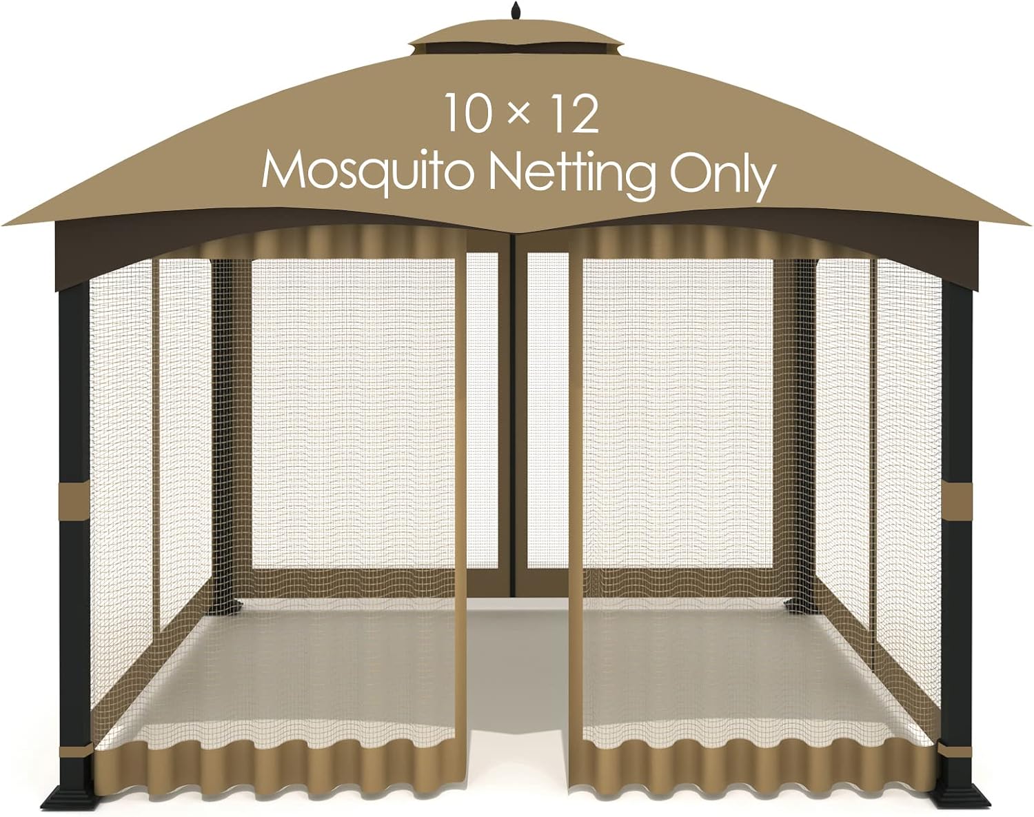 Tanxianzhe 10'x12' Gazebo Replacement Mosquito Netting 4-Panel Patio Screen Walls with Zipper (Khaki)