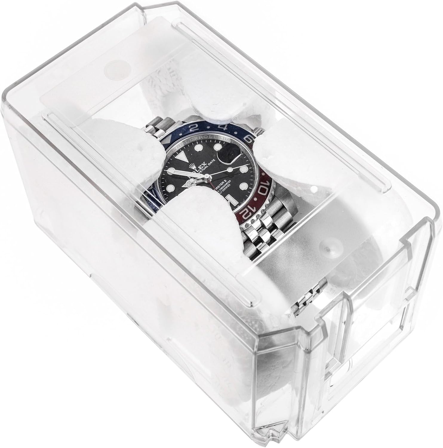 2pk Clear Plastic Watch Case Coffin Travel Essentials Jewelry Organizers and Storage
