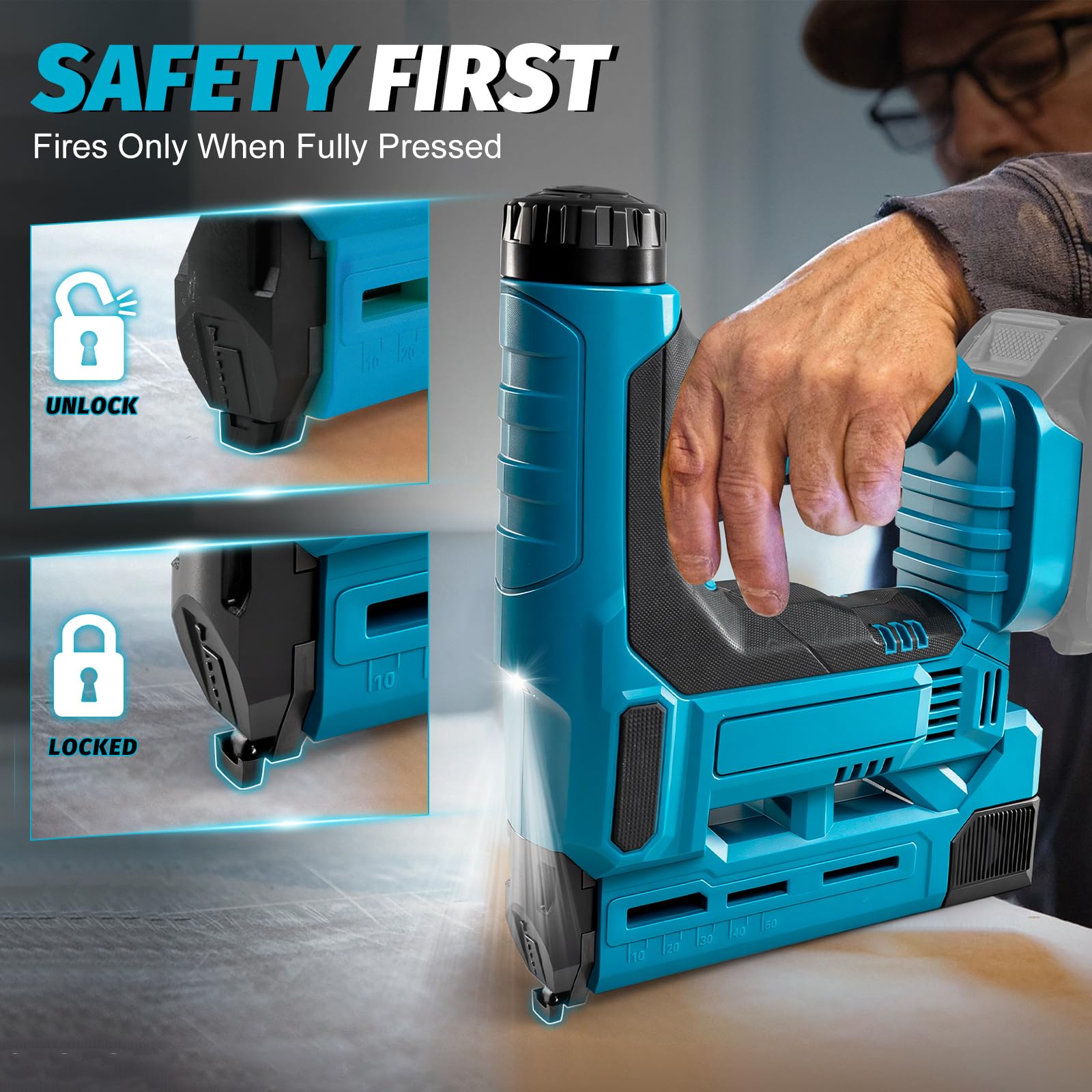 Chiodatrice Brad a Batteria per Makita 18V, Pistola per Unghie Senza Fili 2 in 1 con 2000 chiodi/graffette Pistola Sparachiodi Elettrica Per la ristrutturazione della casa e la lavorazione del legno