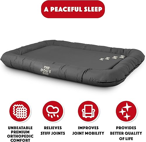 Miniatura 2 de The Dog's Bed - Cama impermeable para perro, XXL, tela Oxford gris duradera, cremalleras YKK resistentes, funda reversible lavable, camas para