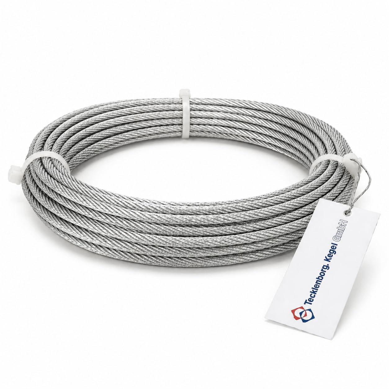 Edelstahlseil, 50m, 10mm Ø, 8x7 PP, Entmistungsseil, mittelweich | mit Polypropyleneinlage, mittlere Dehnung, Drahtseil, Entmistungsseil für die Stalleinrichtung - Tecklenborg, Kegel GmbH