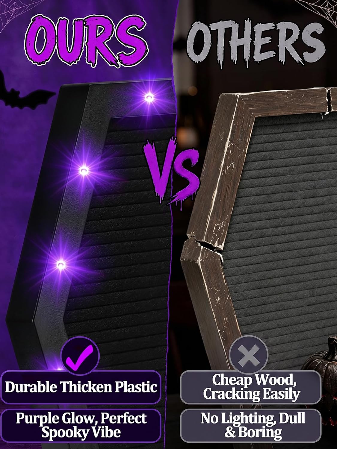 Halloween Coffin Felt Letter Board with Purple Lights/Stand, Party Decor image 2