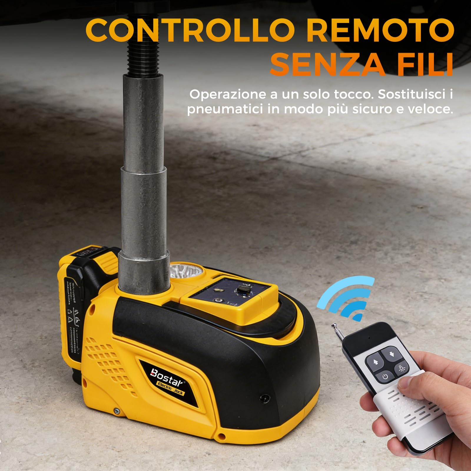 Bostar Cric Idraulico Elettrico 5T Compatibile Batteria Makita-18V, Kit Sollevatore Auto Senza Fili con Telecomando, Alzata 15-45cm, Cambio Gomme Professionale per SUV, Fuoristrada & Camper