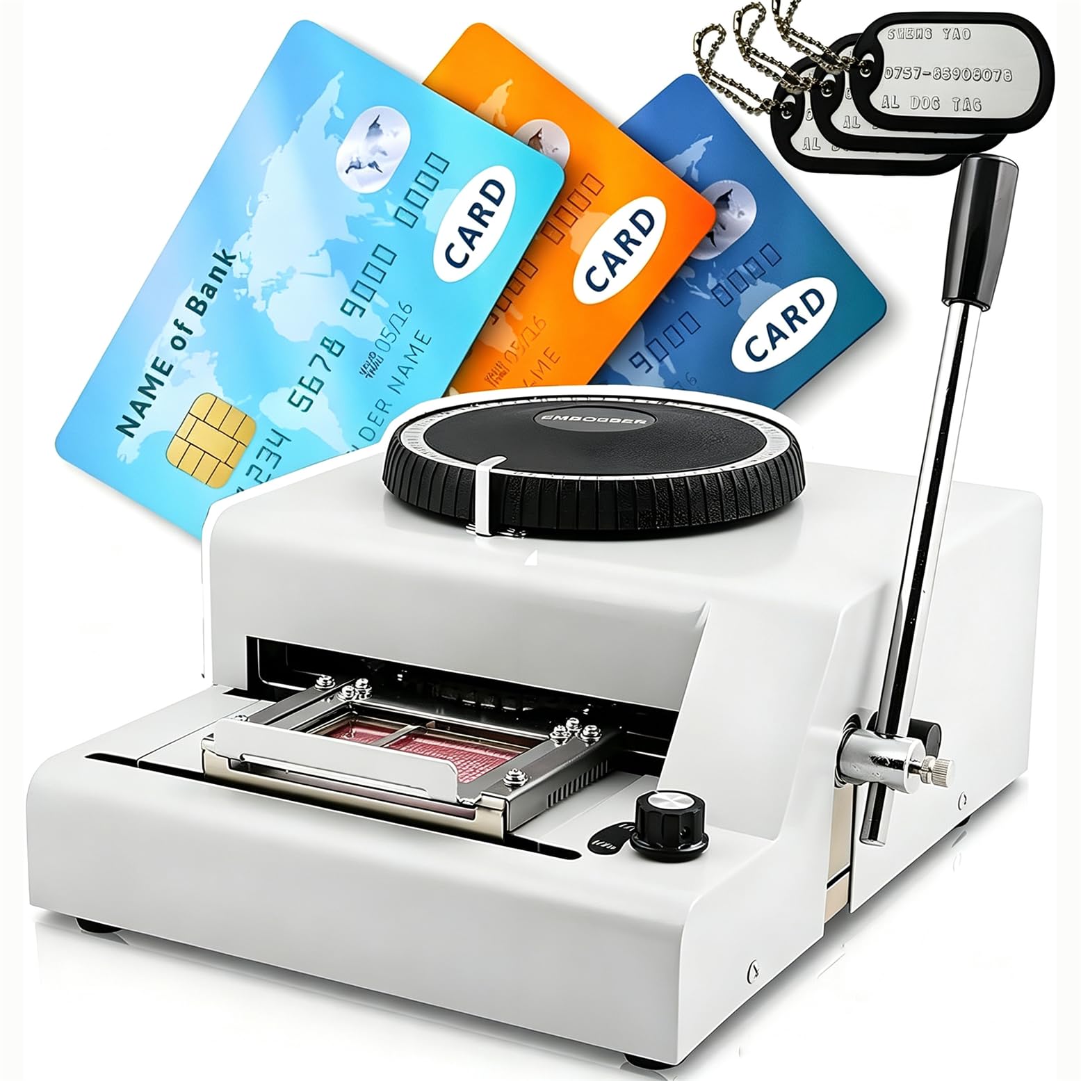 CYMYYDS Dog Tag Coding Embosser Machine 72 Coded Character Manual Embossing Machine,Stainless Steel Dog Tag Printer PVC Card Embosser for Credit Cards, Membership Cards Making